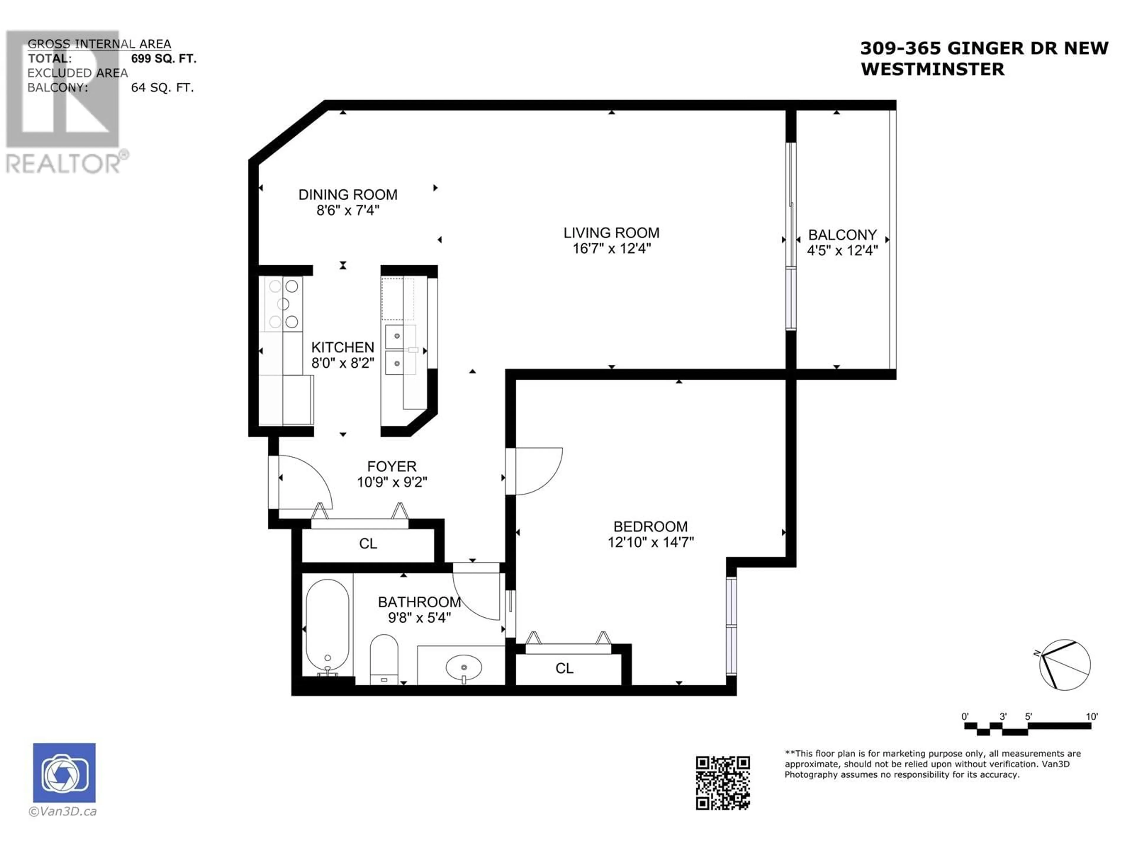 Floor plan for 309 365 GINGER DRIVE, New Westminster British Columbia V3L5L5