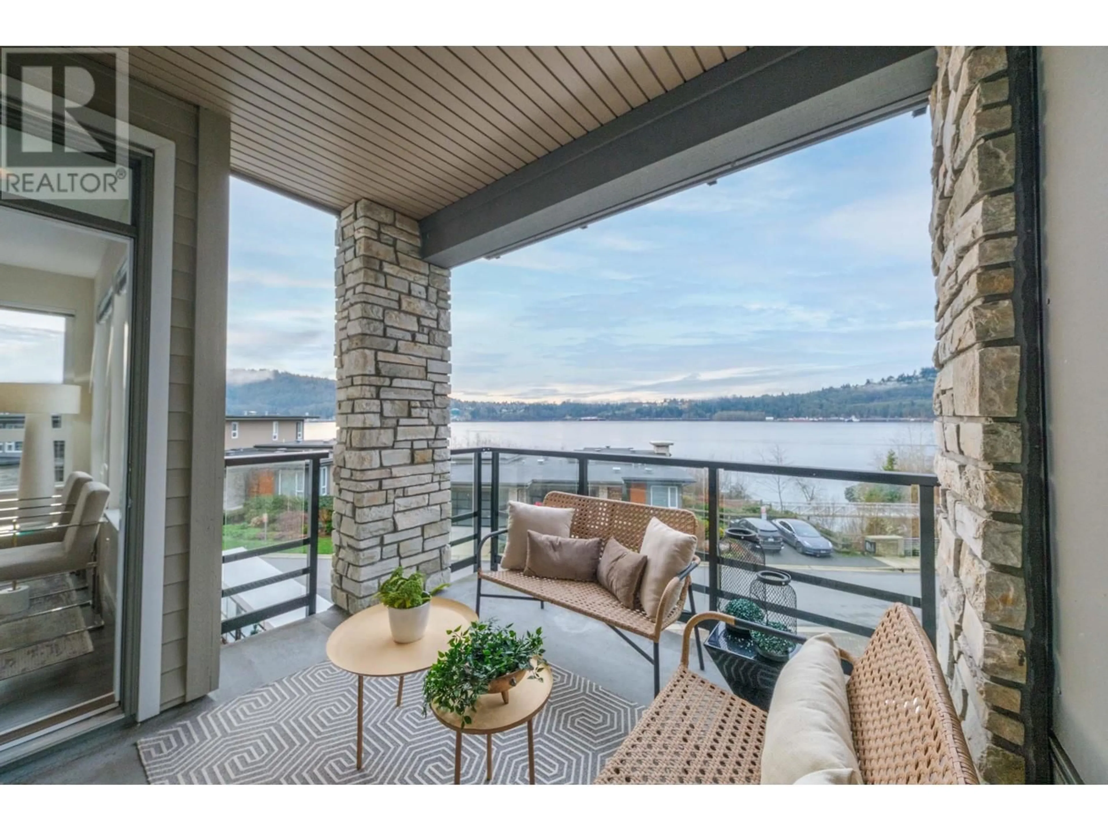 Patio, water/lake/river/ocean view for 201 3873 CATES LANDING WAY, North Vancouver British Columbia V7G0A6