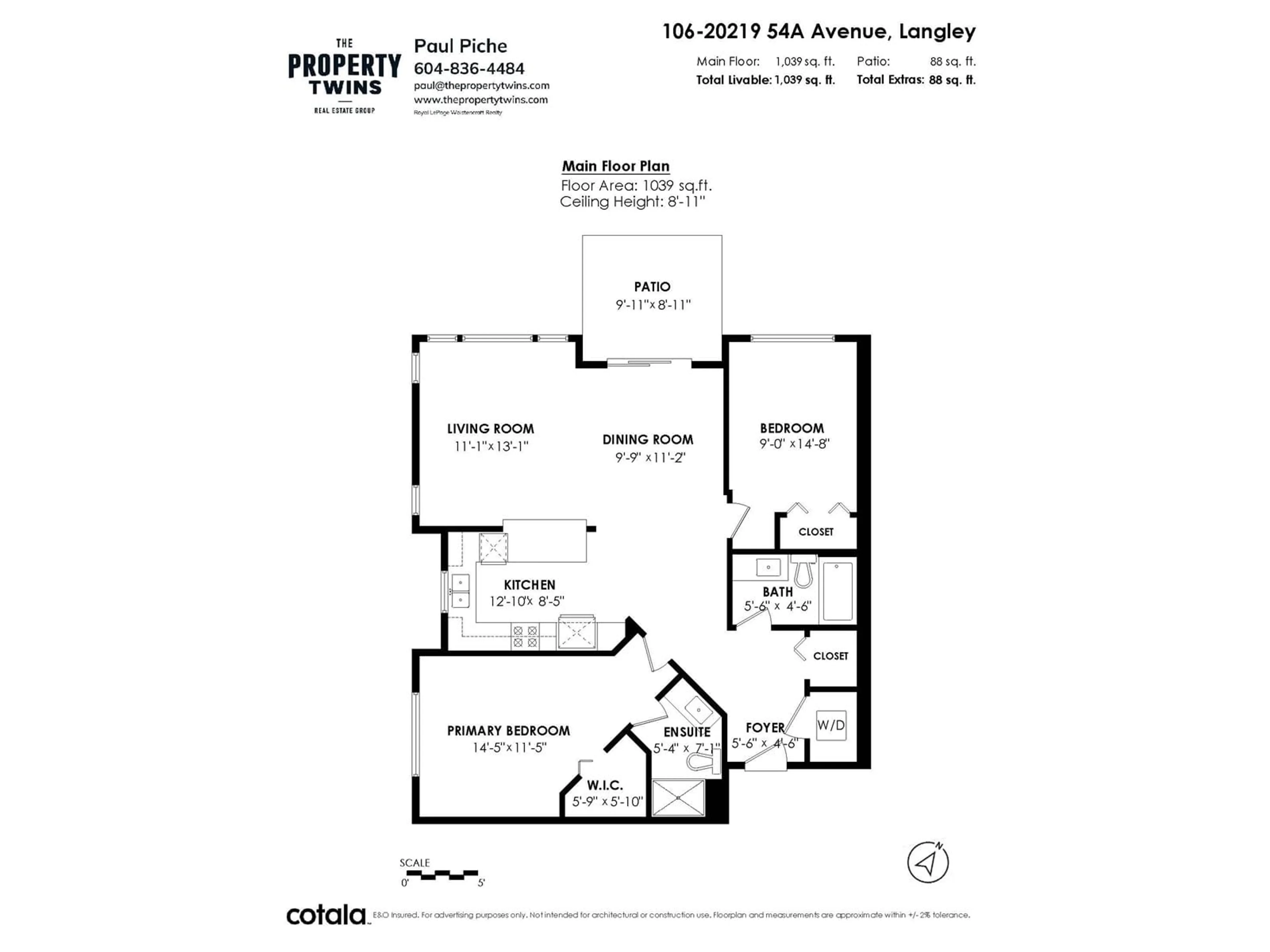 Floor plan for 106 20219 54A AVENUE, Langley British Columbia V3A0C7