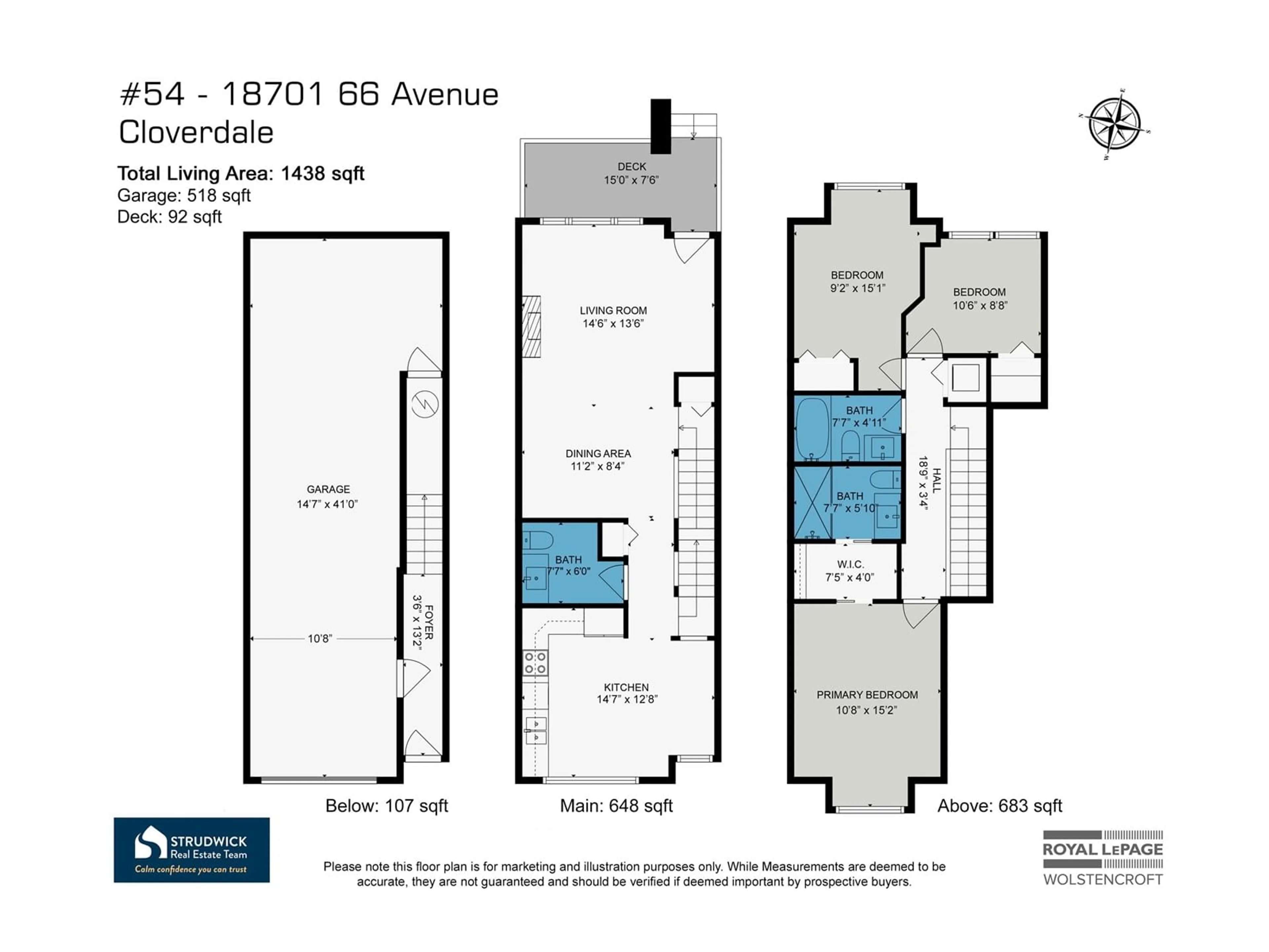 Floor plan for 54 18701 66 AVENUE, Surrey British Columbia V3S4P3