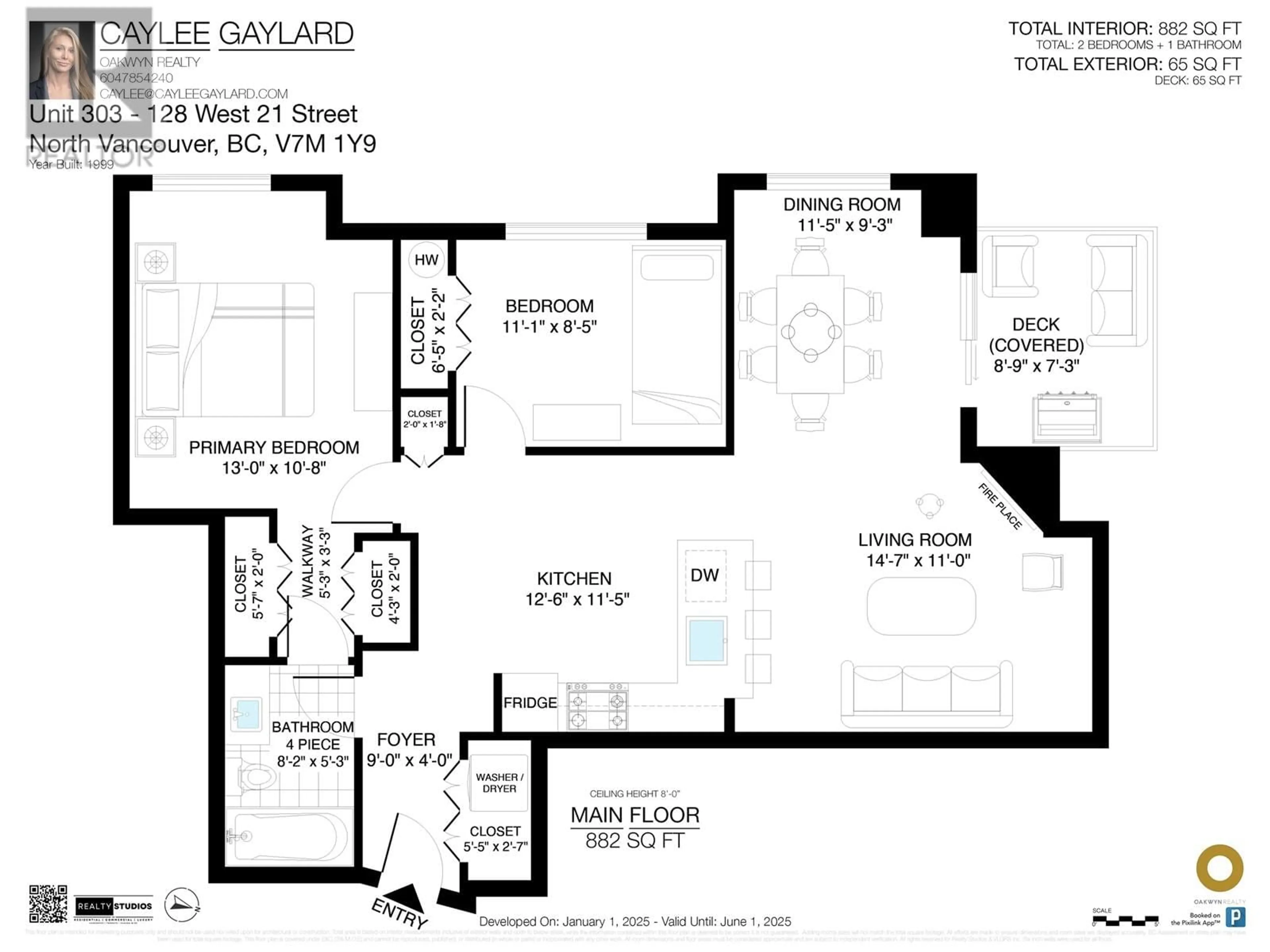 Floor plan for 303 128 W 21 STREET, North Vancouver British Columbia V7M1Y9