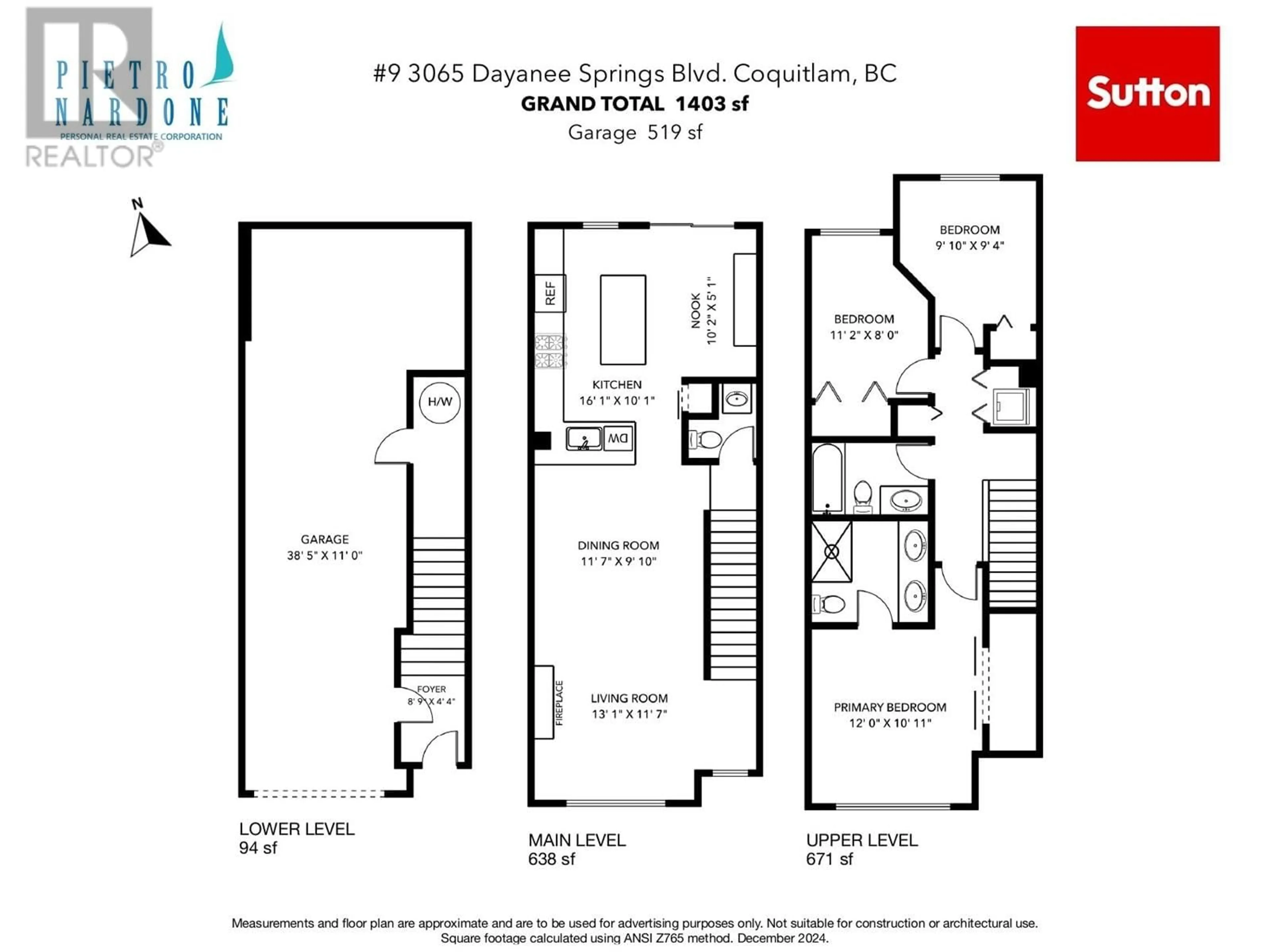 Floor plan for 9 3065 DAYANEE SPRINGS BOULEVARD, Coquitlam British Columbia V3E0A5