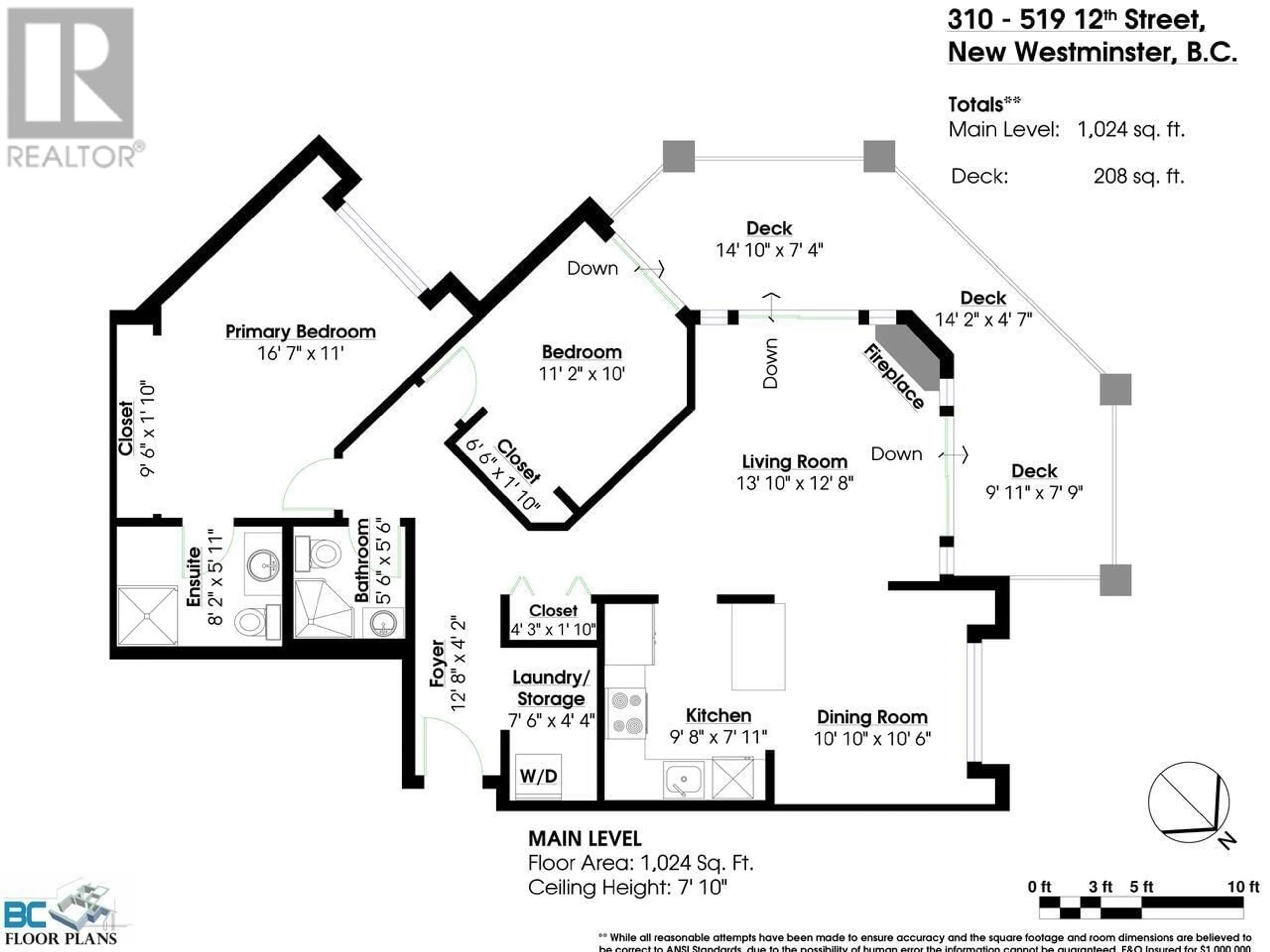 Floor plan for 310 519 TWELFTH STREET, New Westminster British Columbia V3M6V9