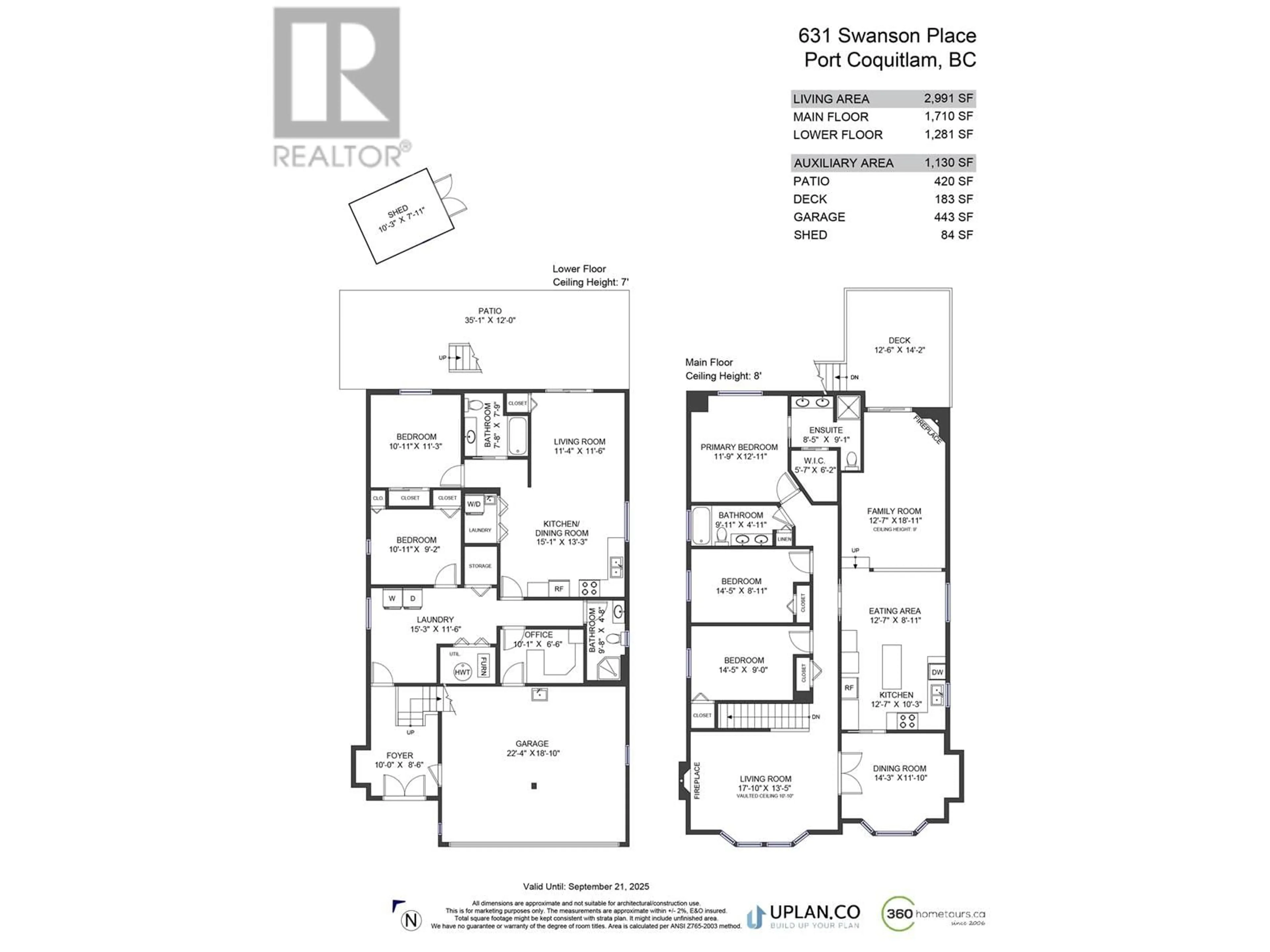 Floor plan for 631 SWANSON PLACE, Port Coquitlam British Columbia V3B7M2