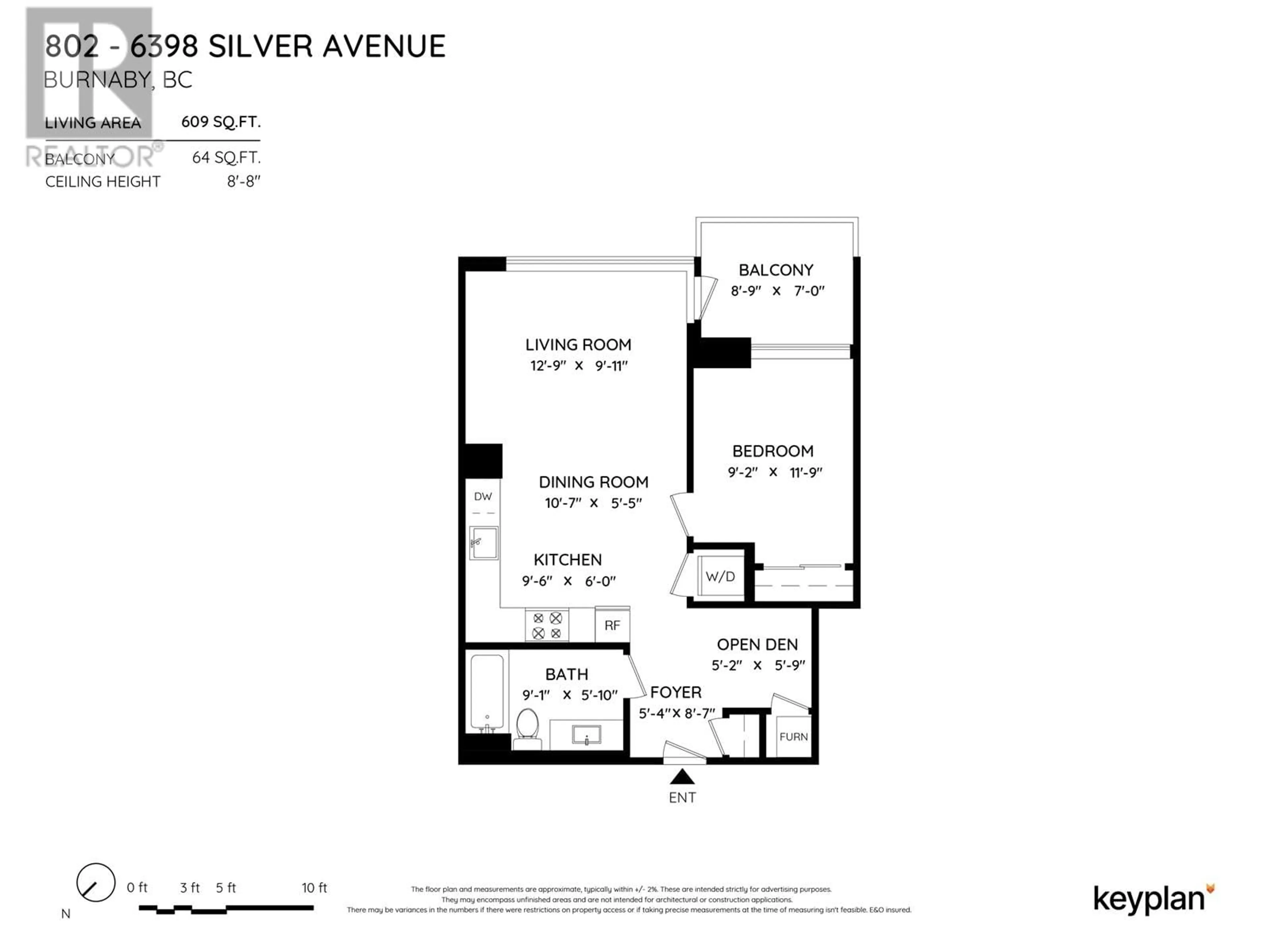 Floor plan for 802 6398 SILVER AVENUE, Burnaby British Columbia V5H0K7