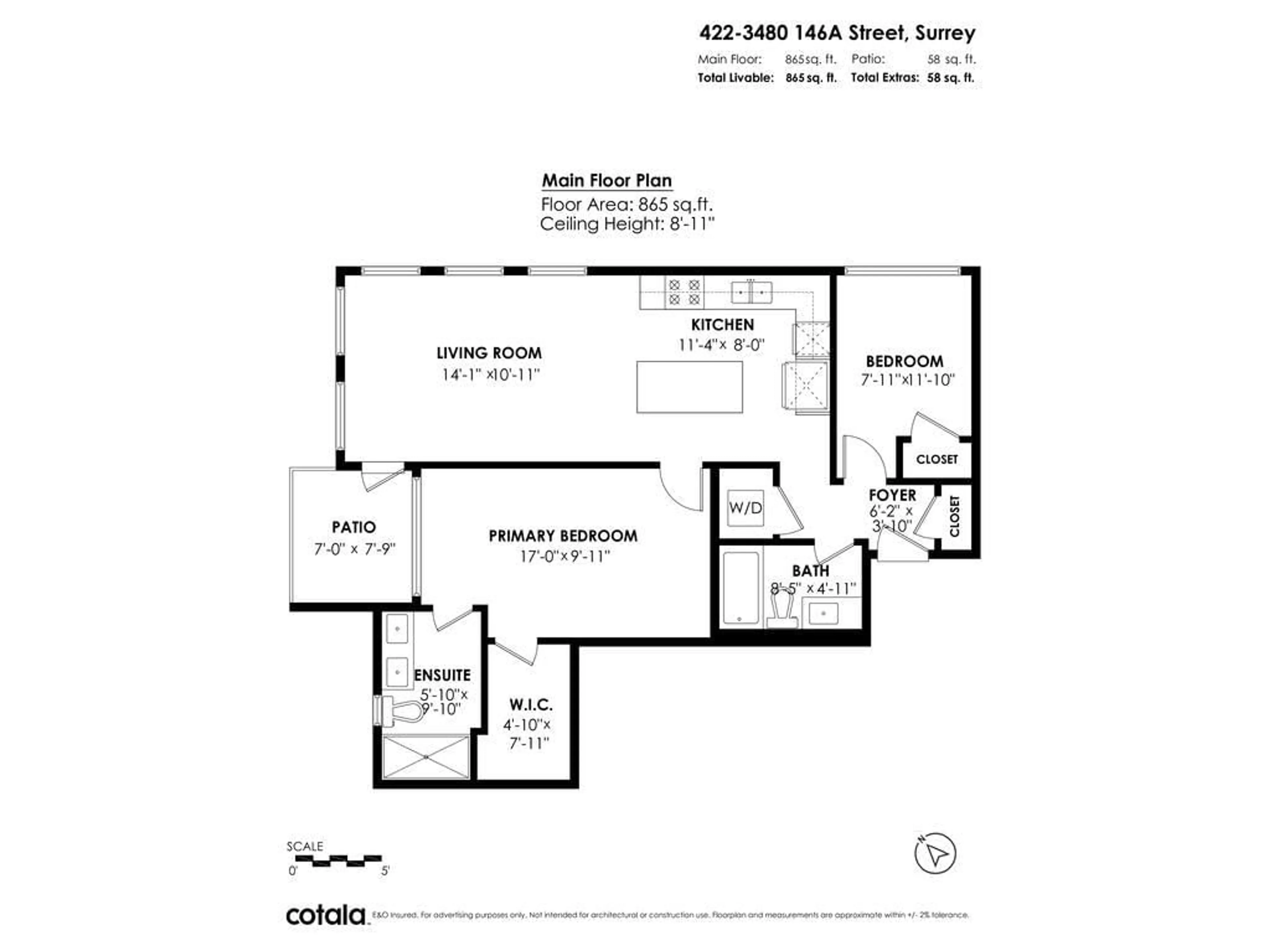 Floor plan for 422 3480 146A STREET, Surrey British Columbia V4P0H6