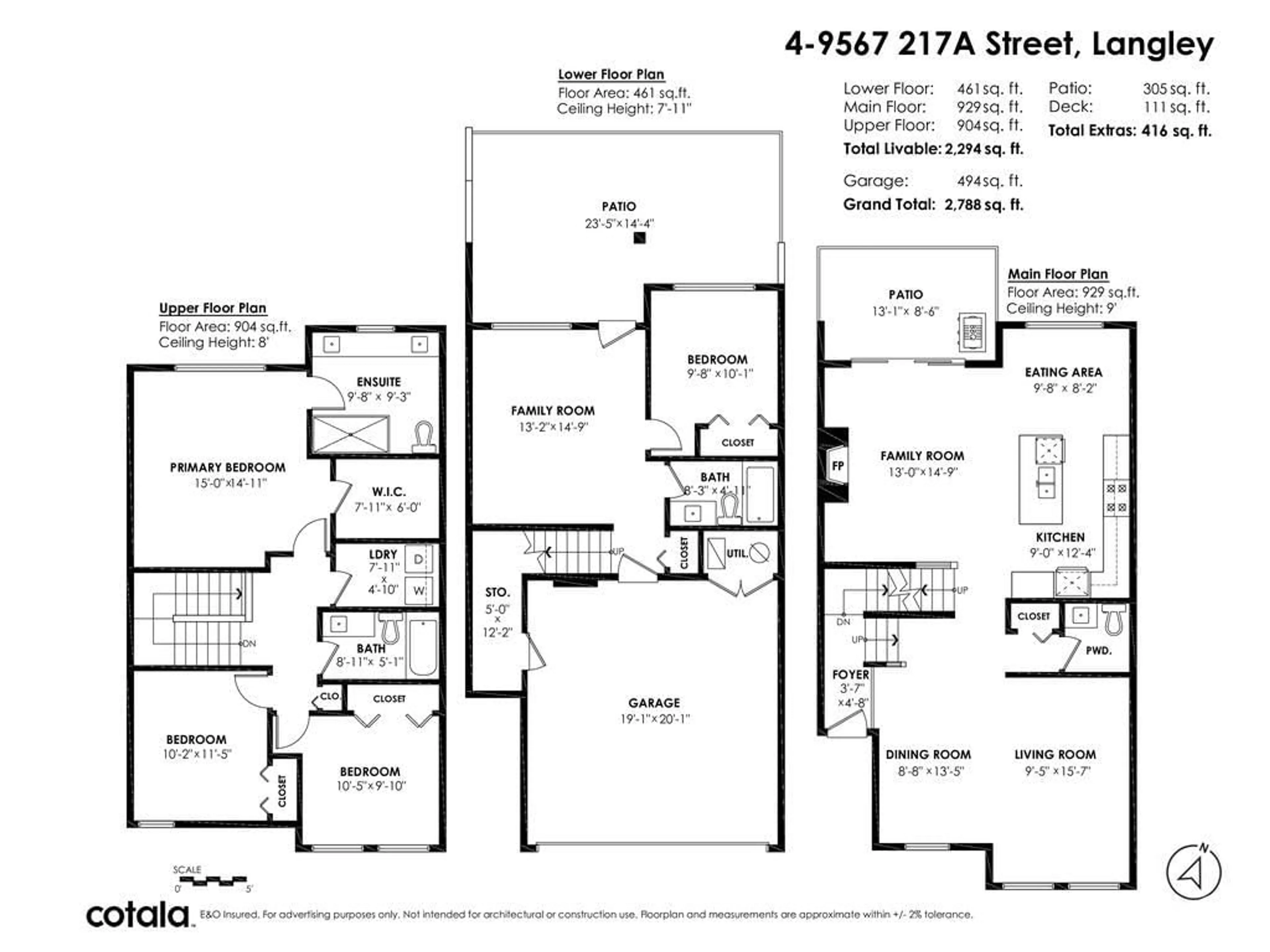 Floor plan for 4 9567 217A STREET, Langley British Columbia V1M0G5