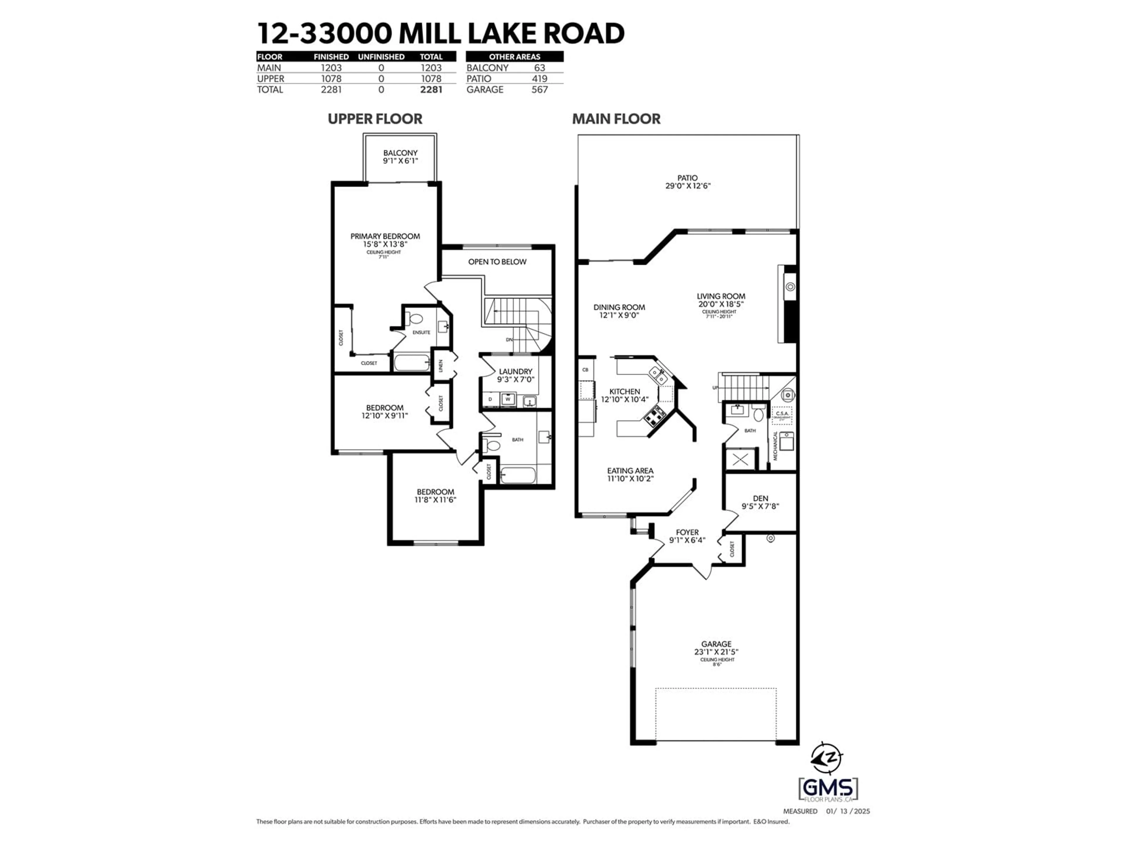 Floor plan for 12 33000 MILL LAKE ROAD, Abbotsford British Columbia V2S2A3