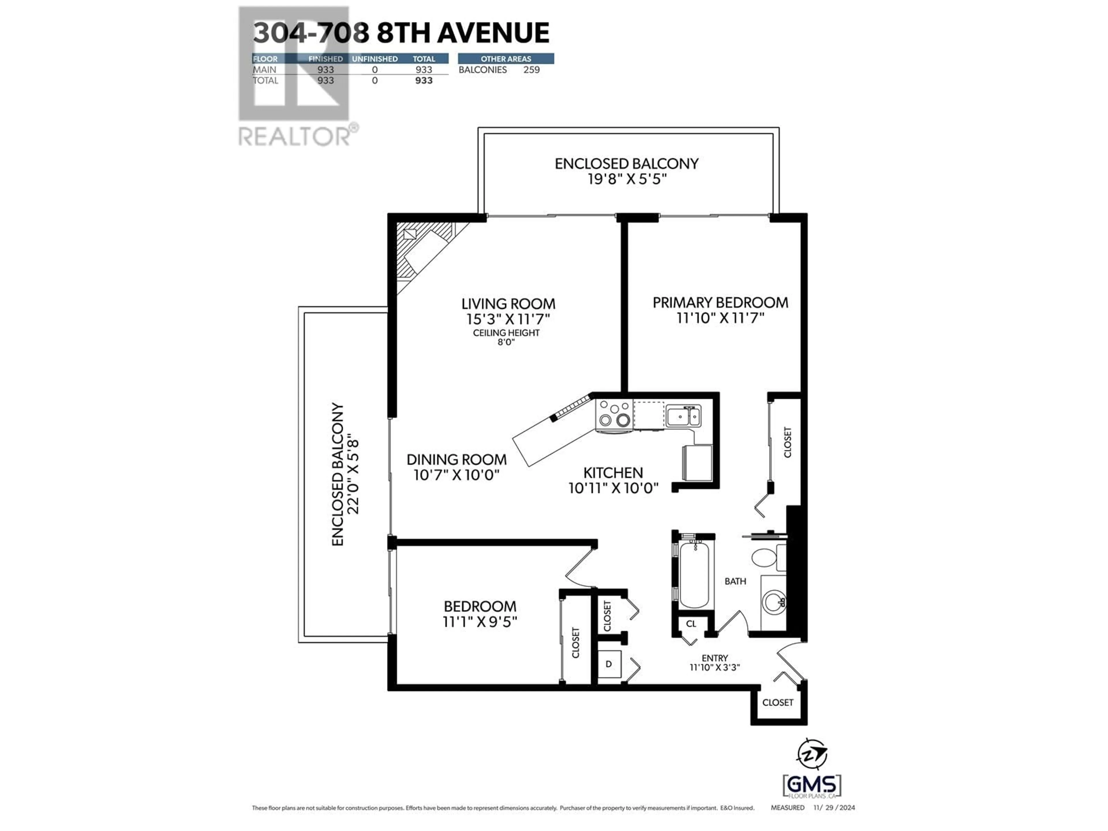 Floor plan for 304 708 EIGHTH AVENUE, New Westminster British Columbia V3M2R3