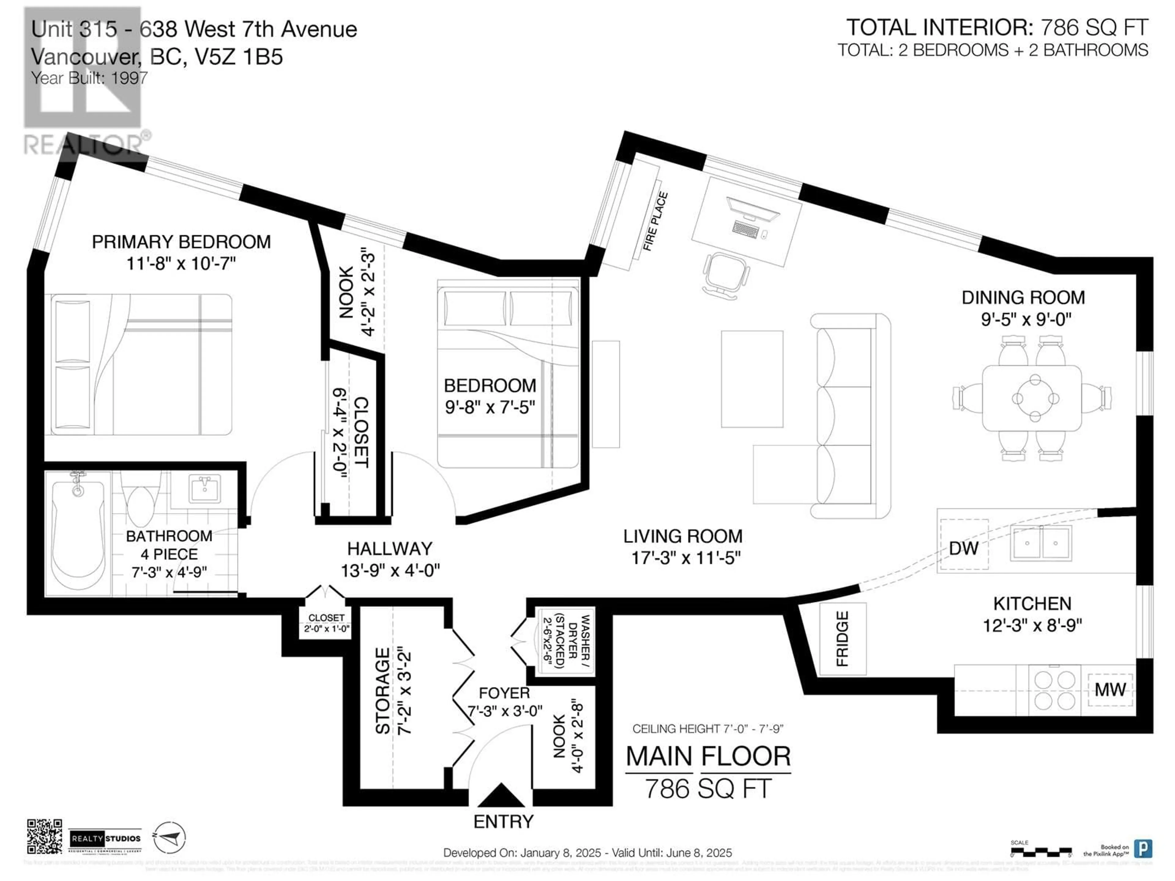 Floor plan for 315 638 W 7TH AVENUE, Vancouver British Columbia V5Z1B5