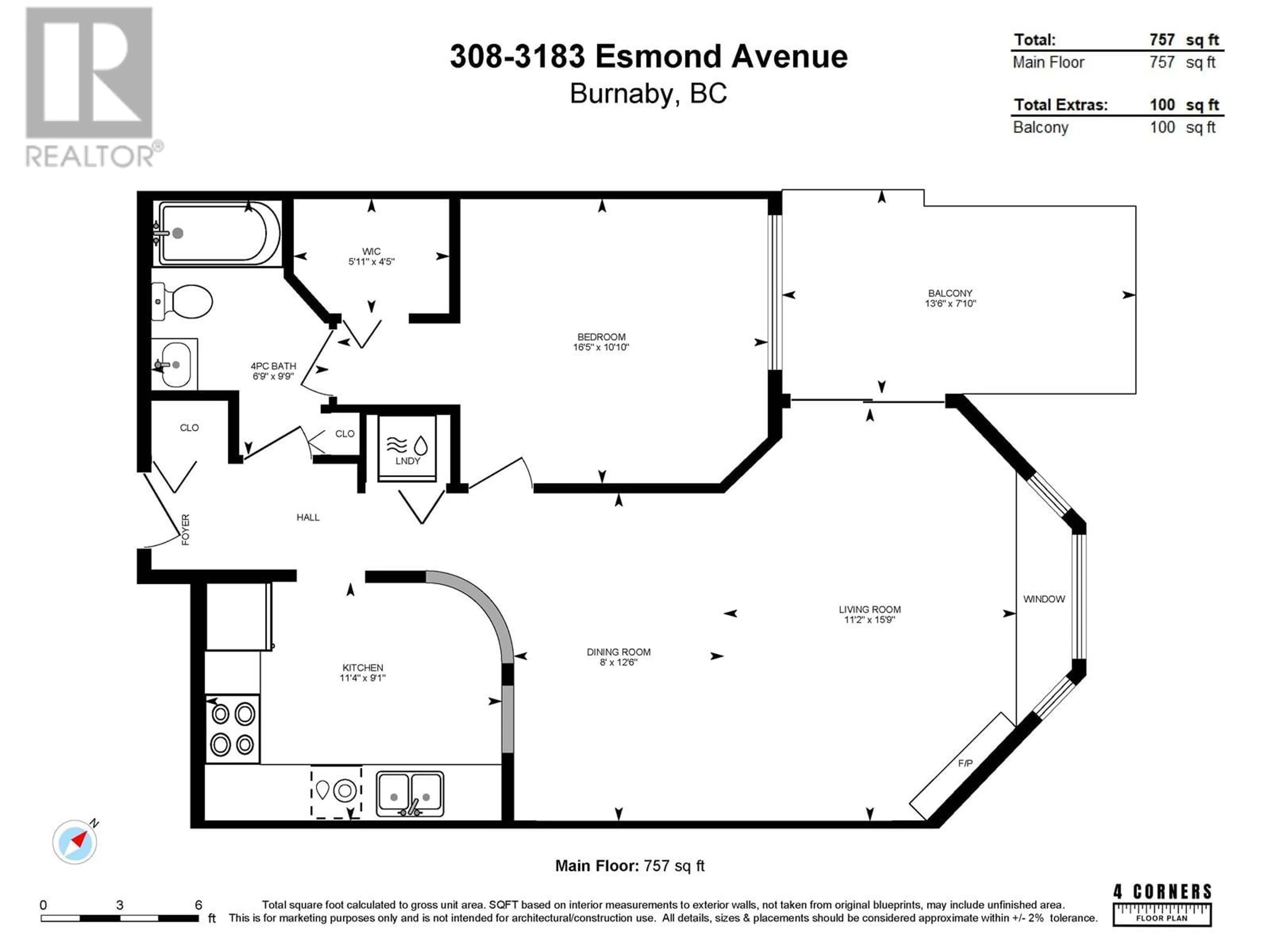 Floor plan for 308 3183 ESMOND AVENUE, Burnaby British Columbia V5G4V6