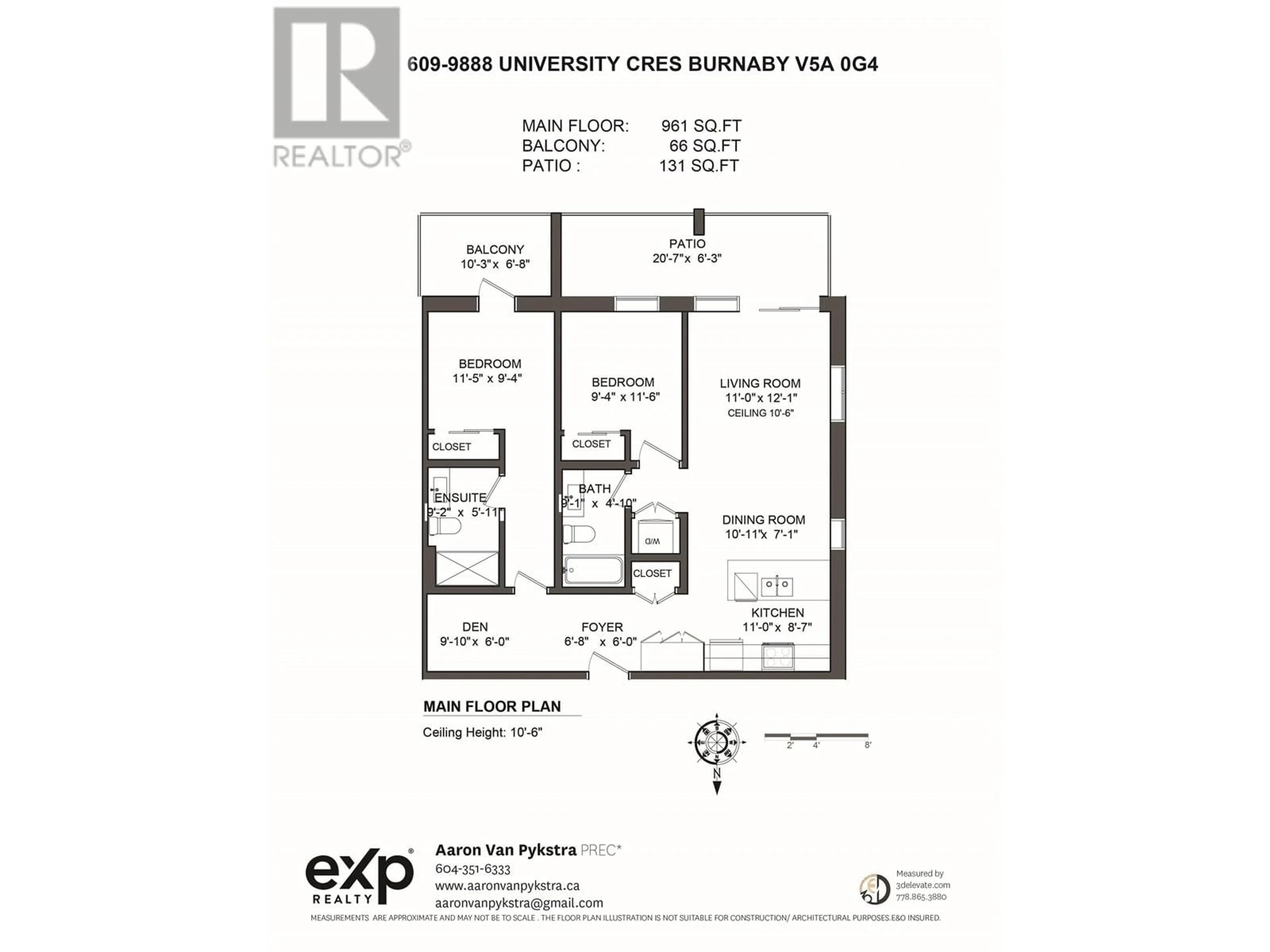 Floor plan for 609 9888 UNIVERSITY CRESCENT, Burnaby British Columbia V5A0G4