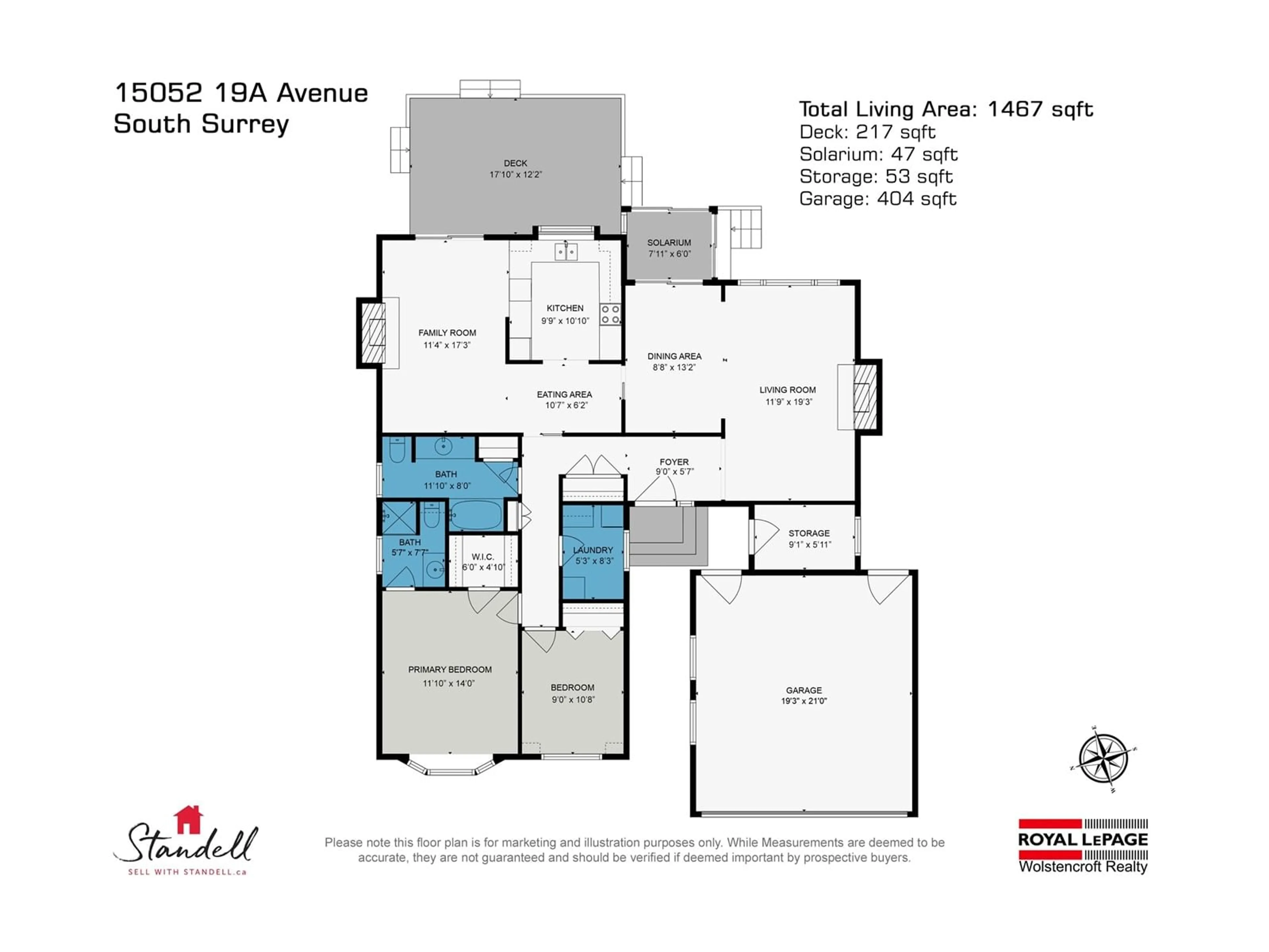 Floor plan for 15052 19A AVENUE, Surrey British Columbia V4A7G8