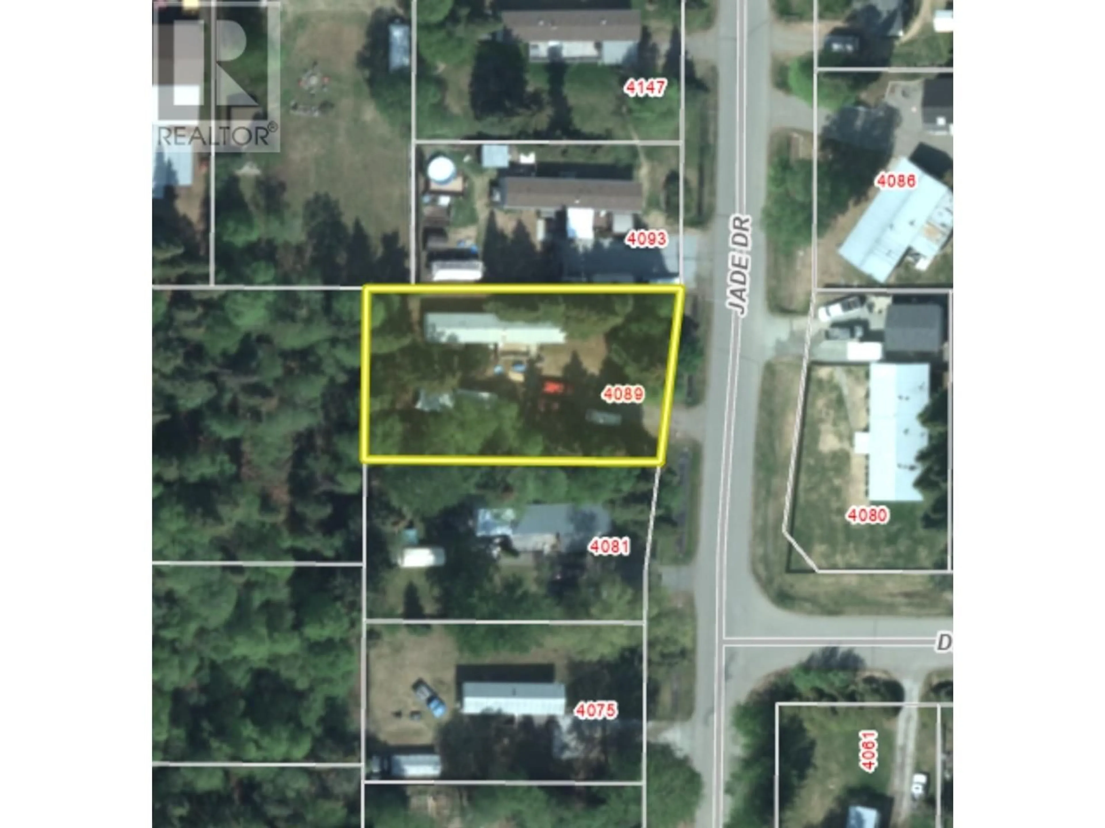 A pic from outside/outdoor area/front of a property/back of a property/a pic from drone, street for 4089 JADE DRIVE, Prince George British Columbia V2K3M3