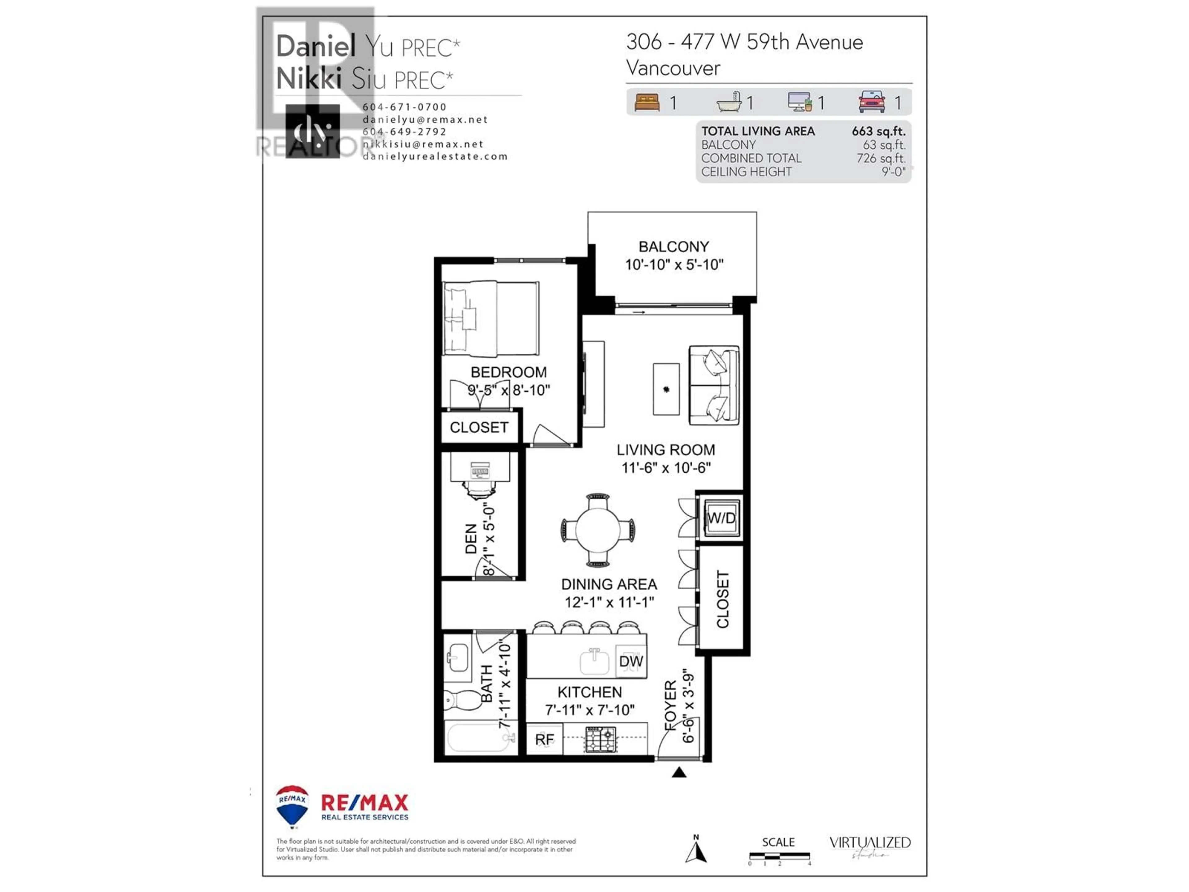 Floor plan for 306 477 W 59TH AVENUE, Vancouver British Columbia V5X1X4