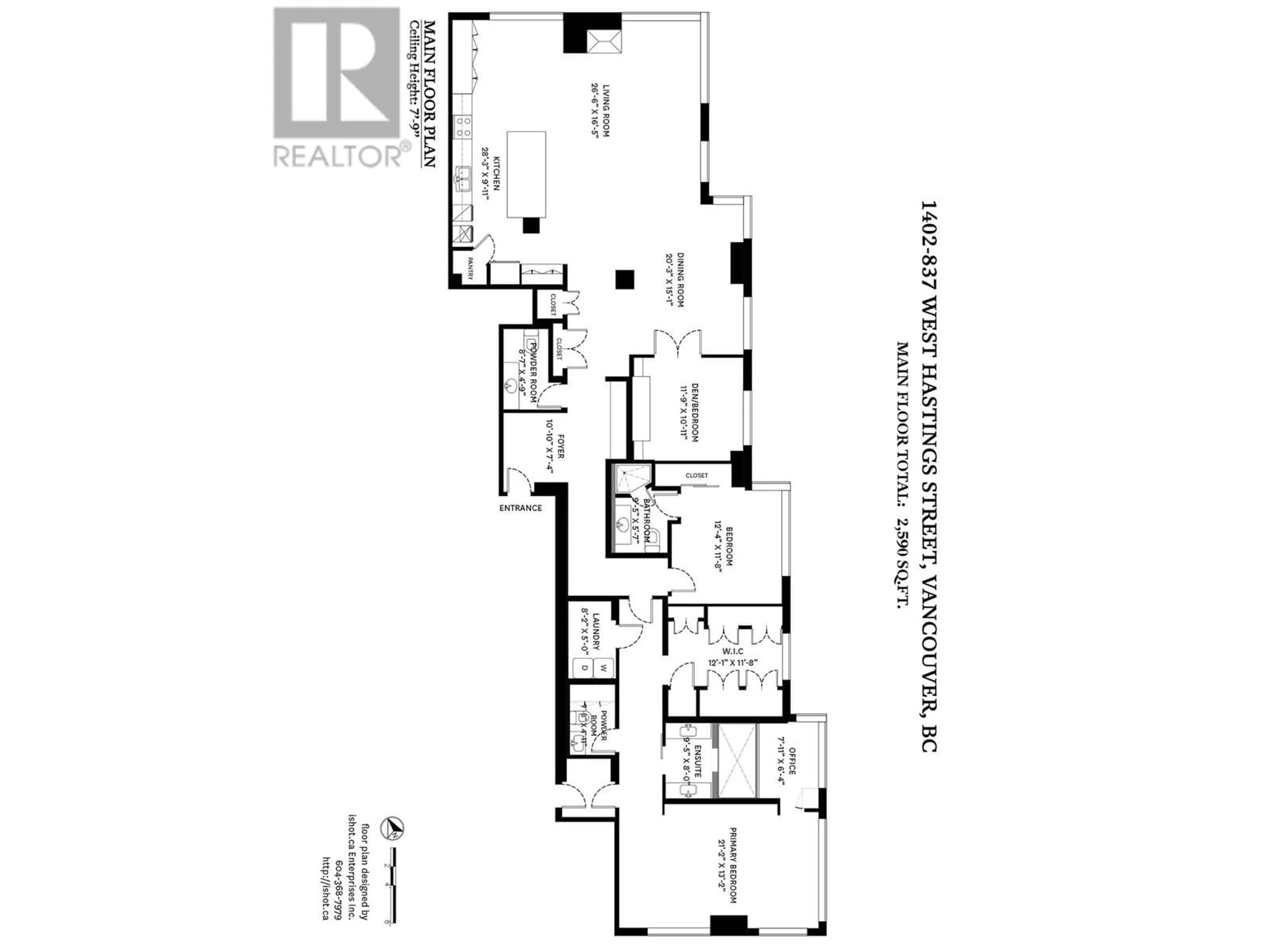 Floor plan for 1402 837 W HASTINGS STREET, Vancouver British Columbia V6C3N7