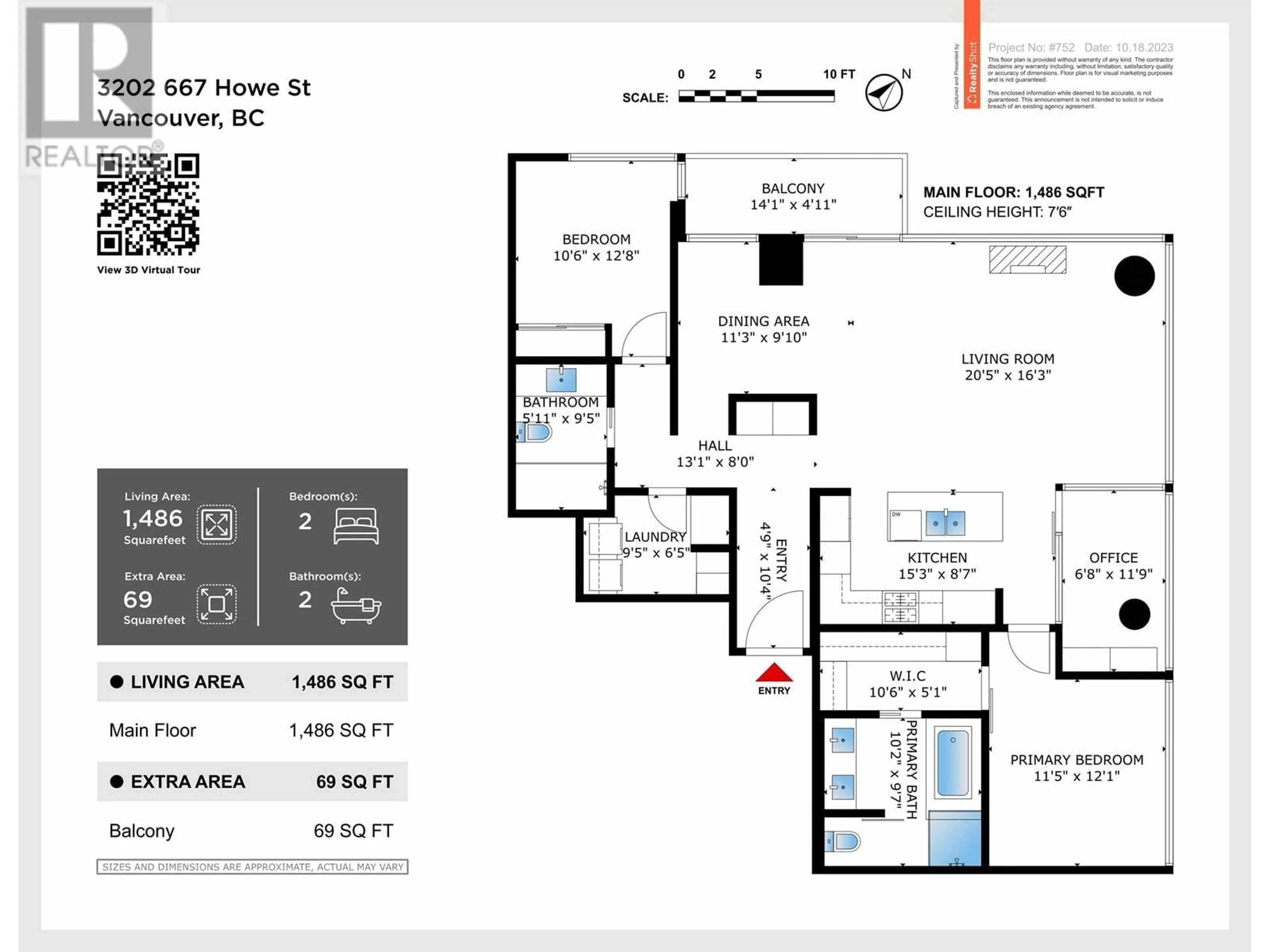 Floor plan for 3202 - 667 HOWE STREET, Vancouver British Columbia V6C0B5