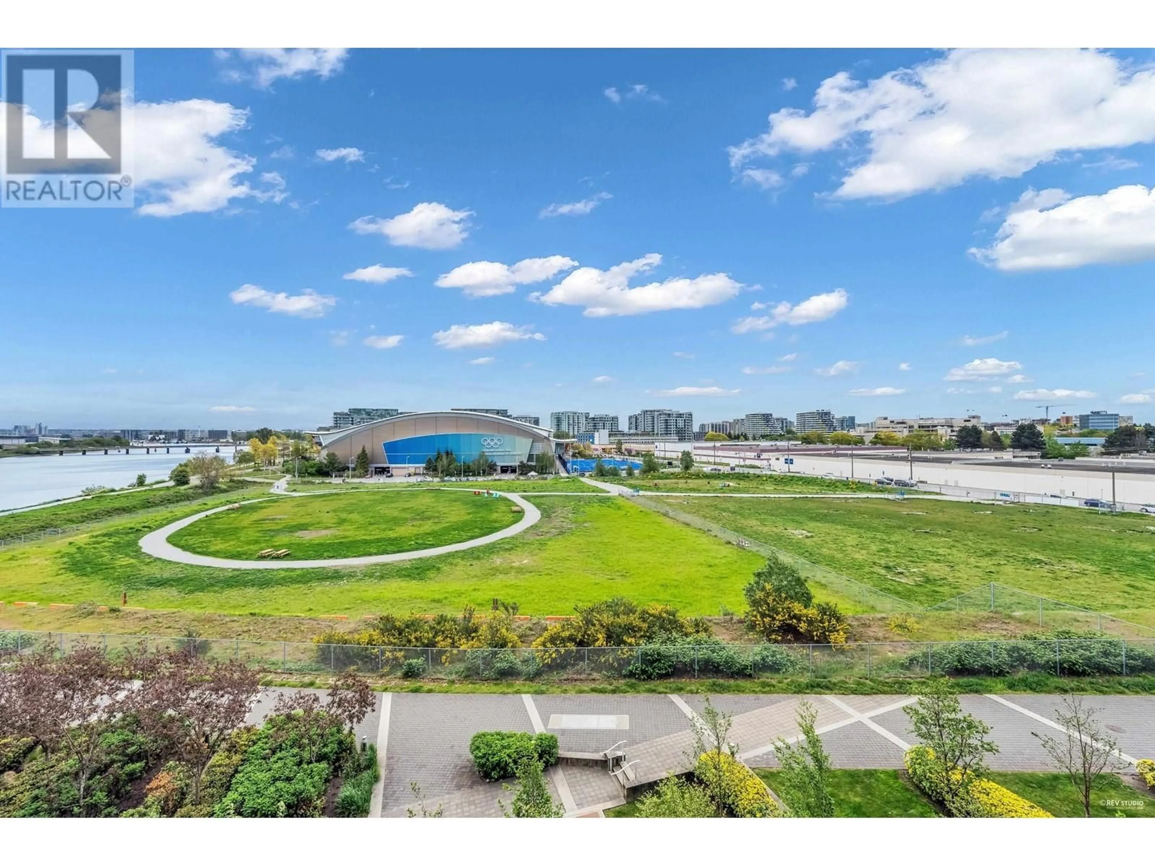 A pic from outside/outdoor area/front of a property/back of a property/a pic from drone, water/lake/river/ocean view for 502 5111 BRIGHOUSE WAY, Richmond British Columbia V7C0A6