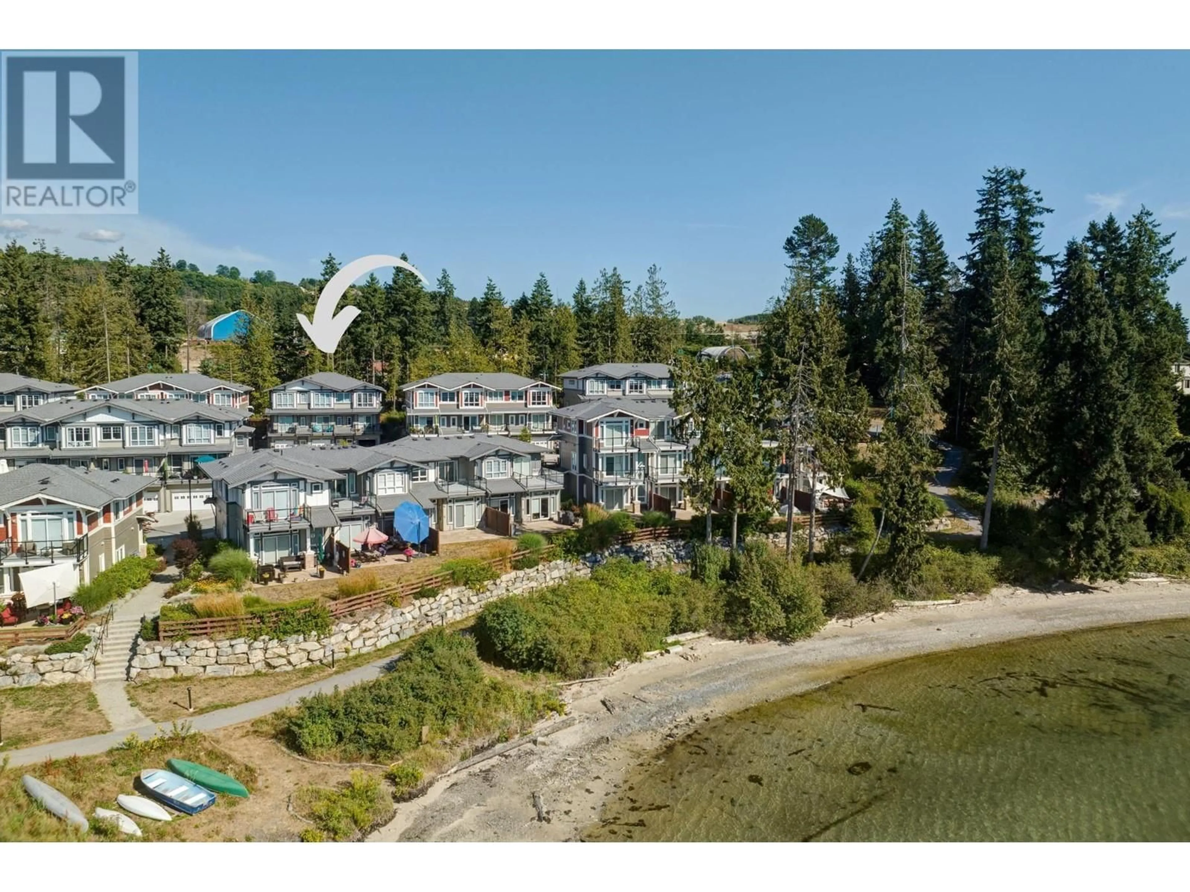 A pic from outside/outdoor area/front of a property/back of a property/a pic from drone, water/lake/river/ocean view for 5918 OLDMILL LANE, Sechelt British Columbia V7Z0S3