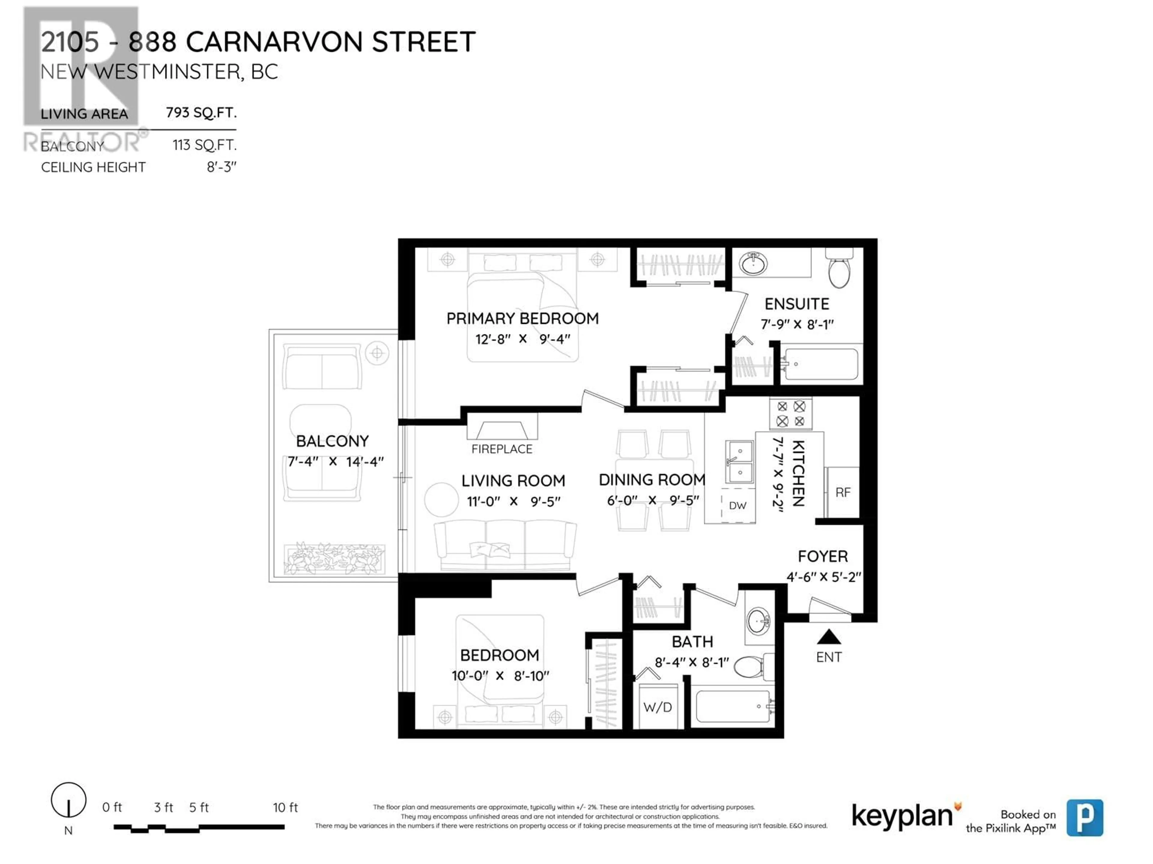 Floor plan for 2105 888 CARNARVON STREET, New Westminster British Columbia V3M0C6