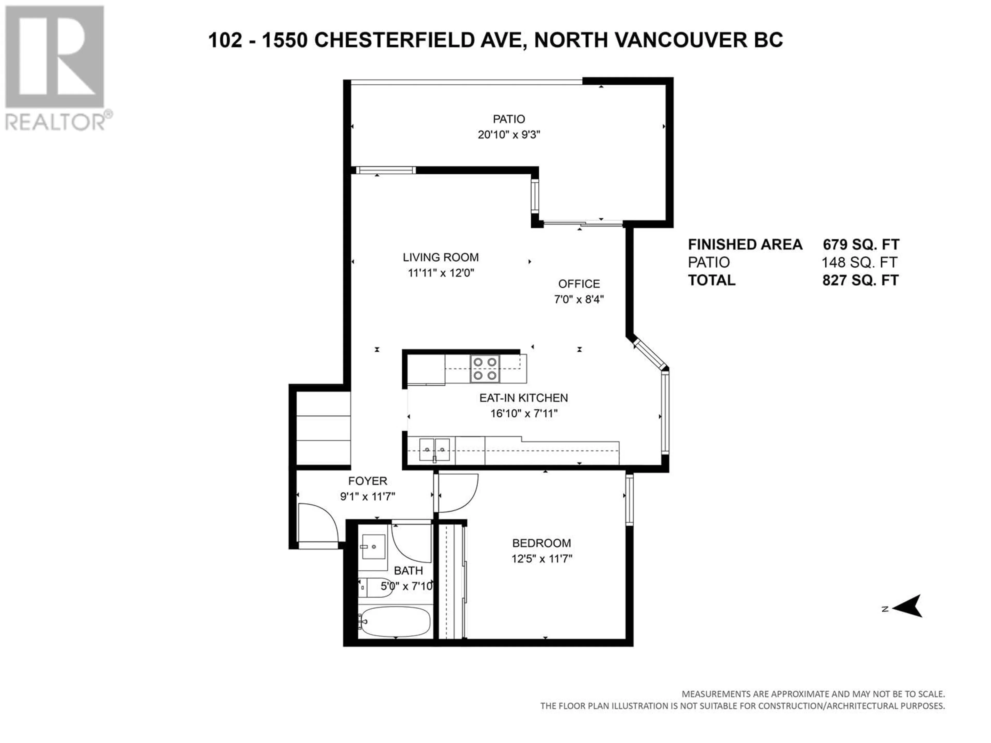 Floor plan for 102 1550 CHESTERFIELD AVENUE, North Vancouver British Columbia V7M2N6