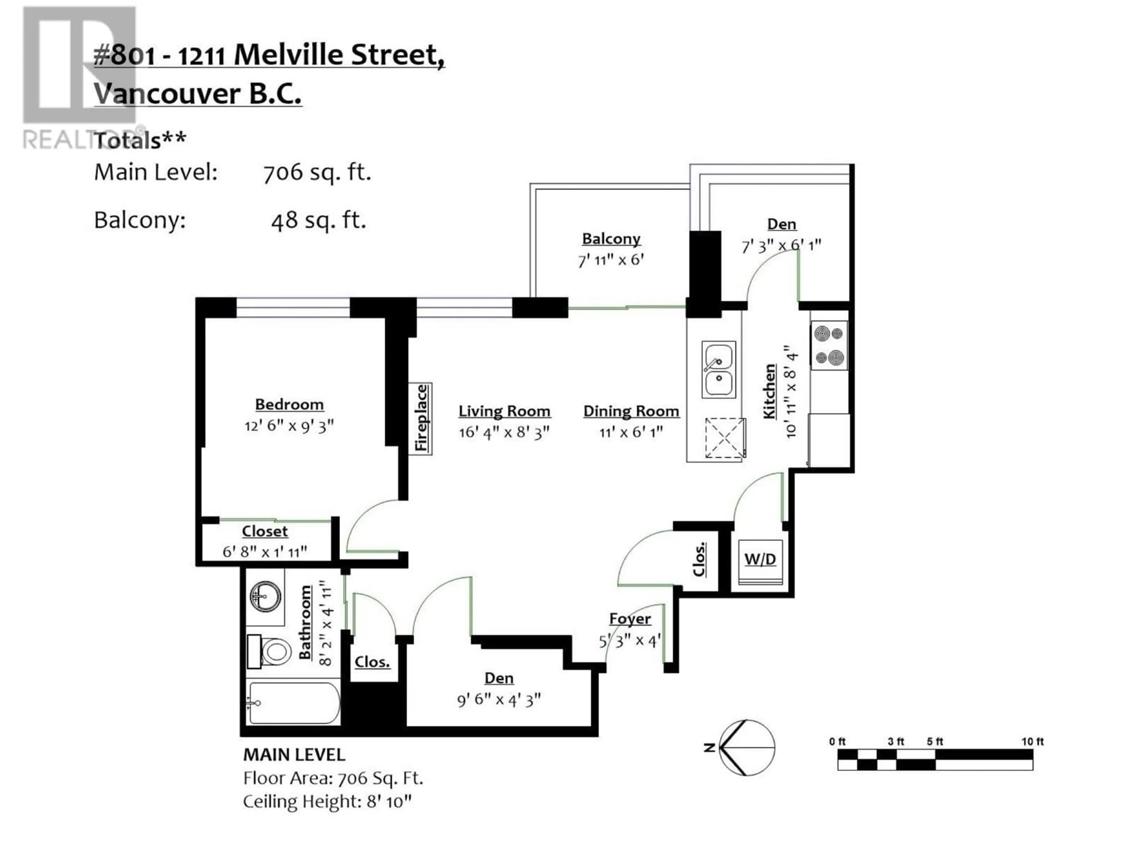 Floor plan for 801 1211 MELVILLE STREET, Vancouver British Columbia V6E0A7