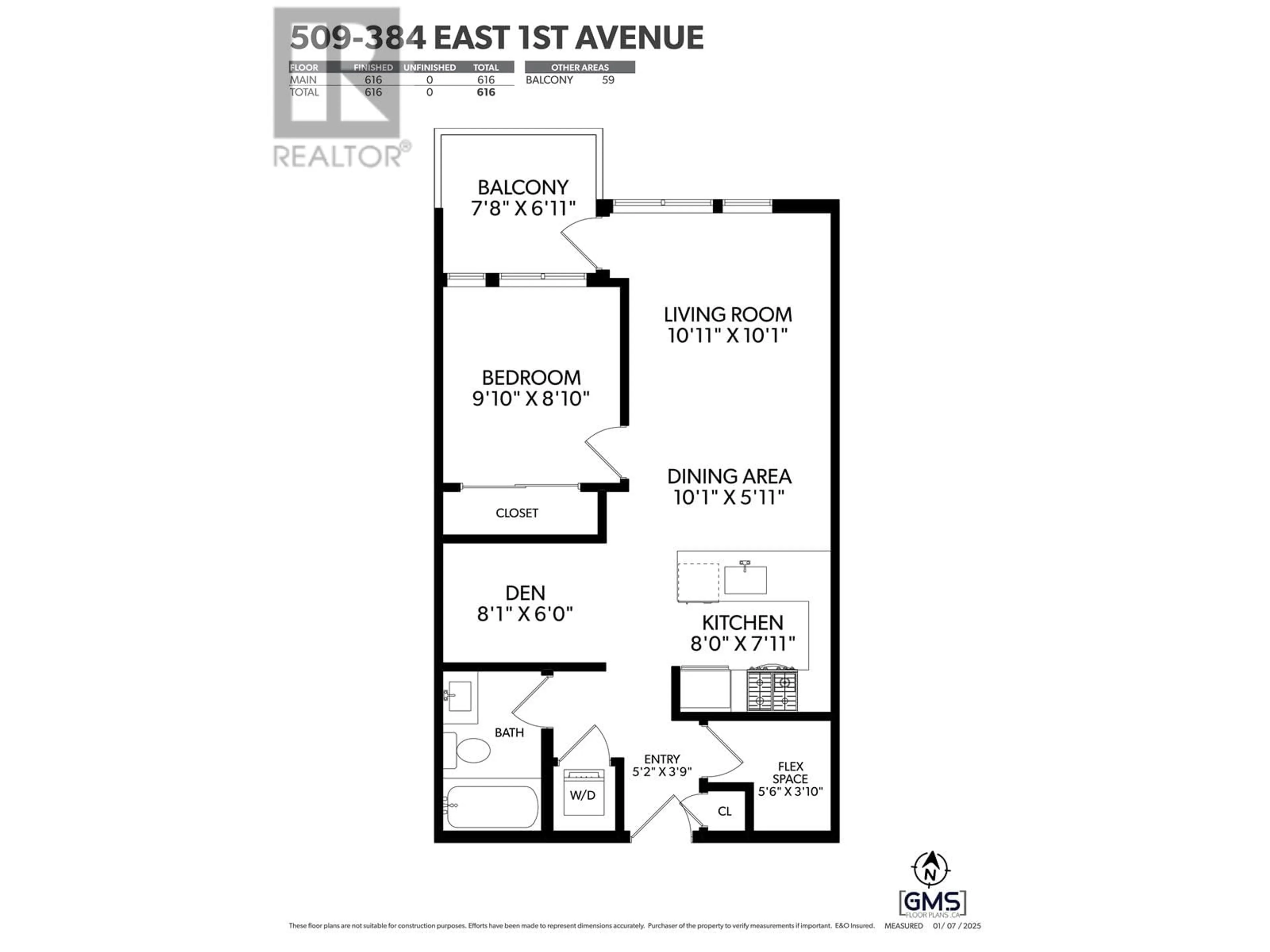 Floor plan for 509 384 E 1ST AVENUE, Vancouver British Columbia V5T0G5