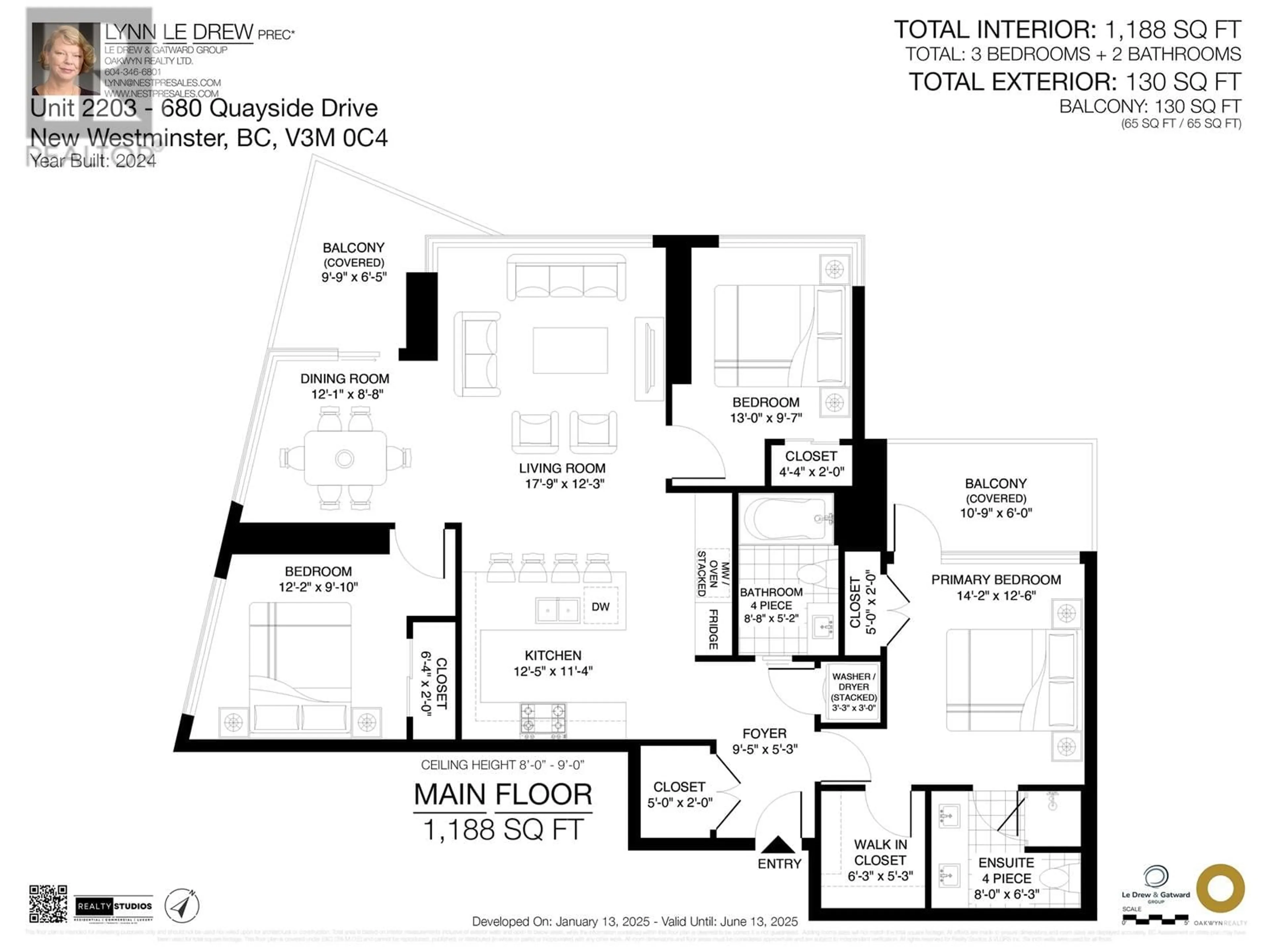 Floor plan for 2203 680 QUAYSIDE DRIVE, New Westminster British Columbia V3M0C4