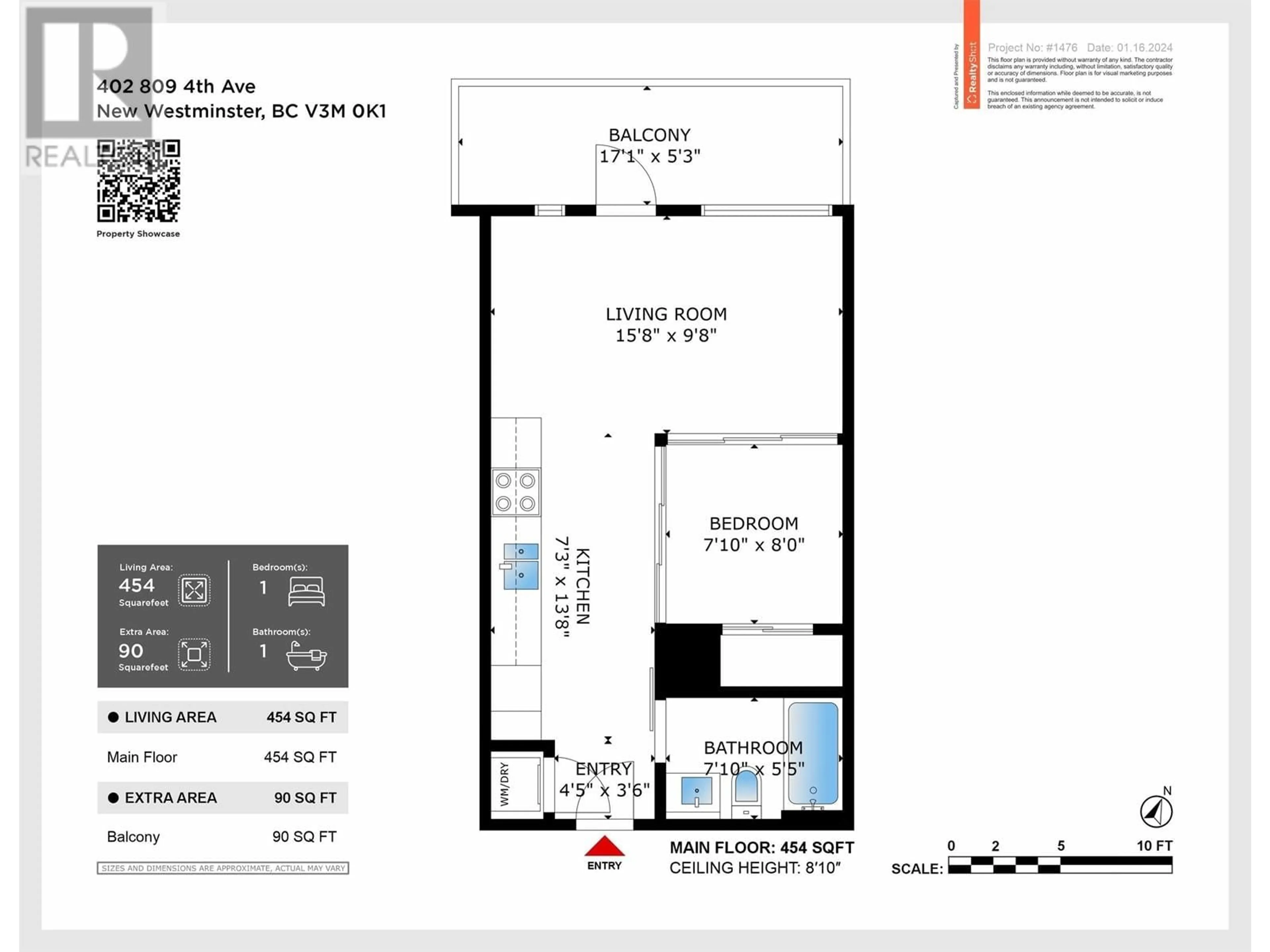 Floor plan for 402 809 FOURTH AVENUE, New Westminster British Columbia V3M0K1