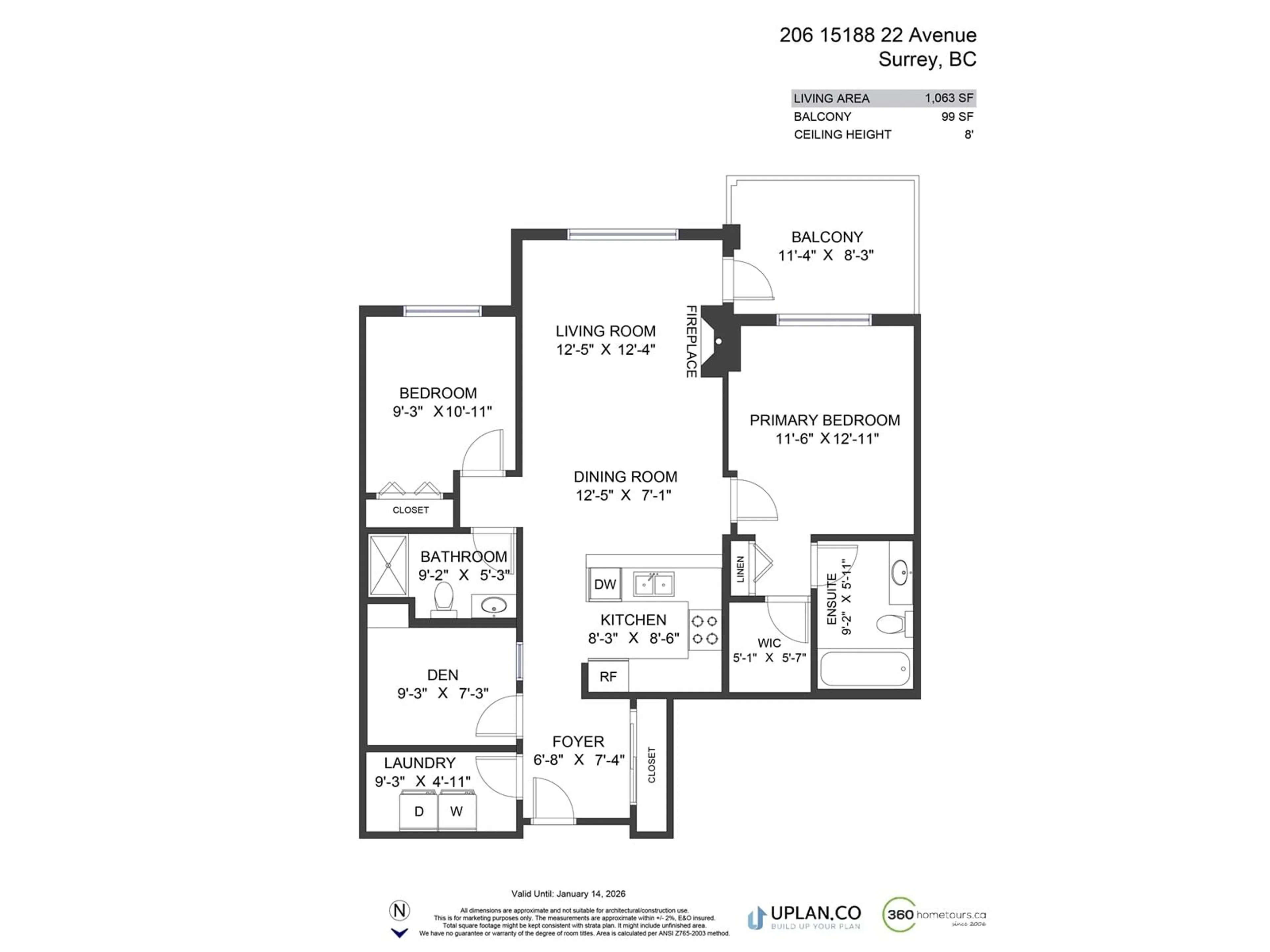 Floor plan for 206 15188 22 AVENUE, Surrey British Columbia V4A9T4