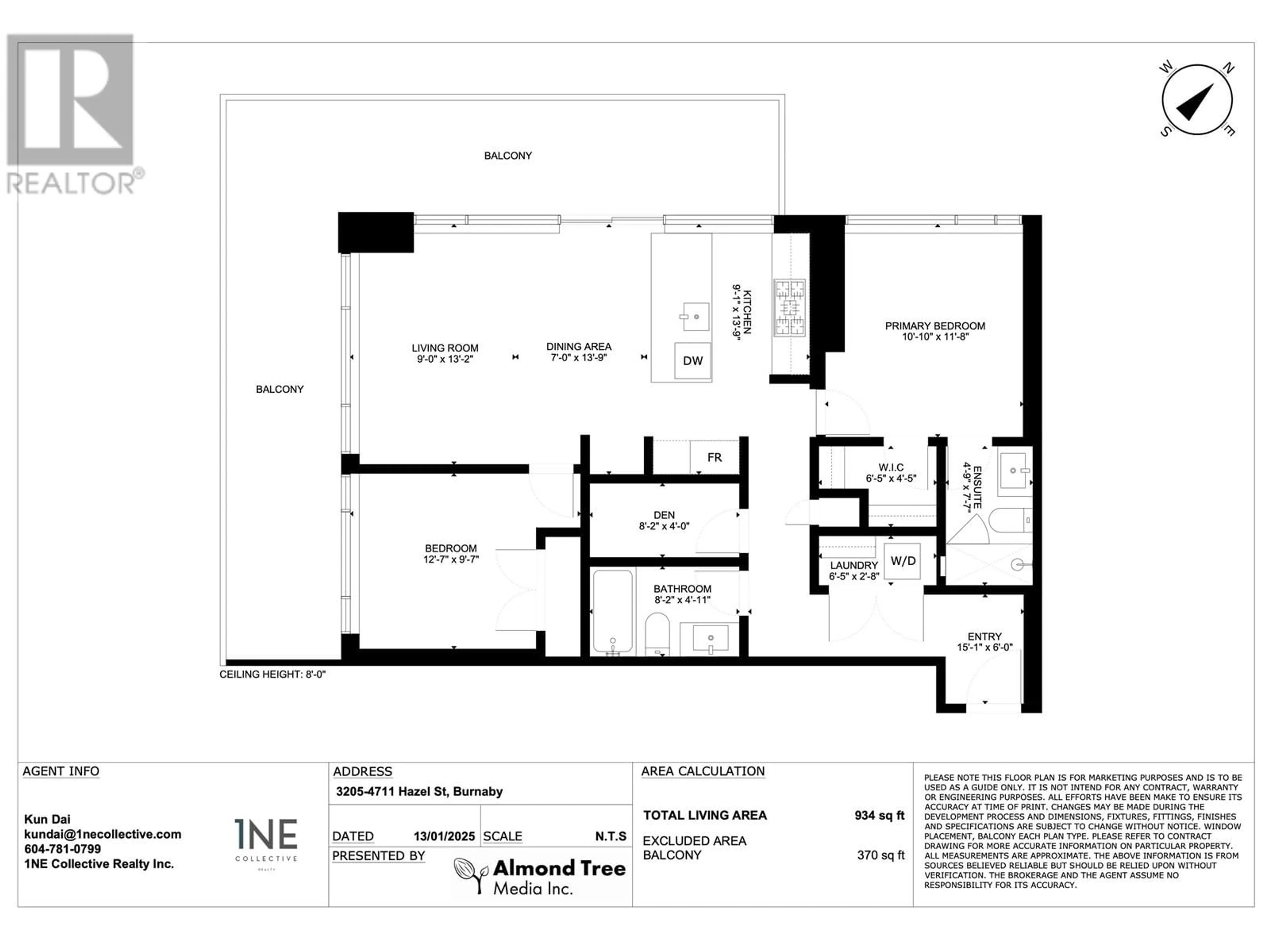 Floor plan for 3205 4711 HAZEL STREET, Burnaby British Columbia V5H0J9