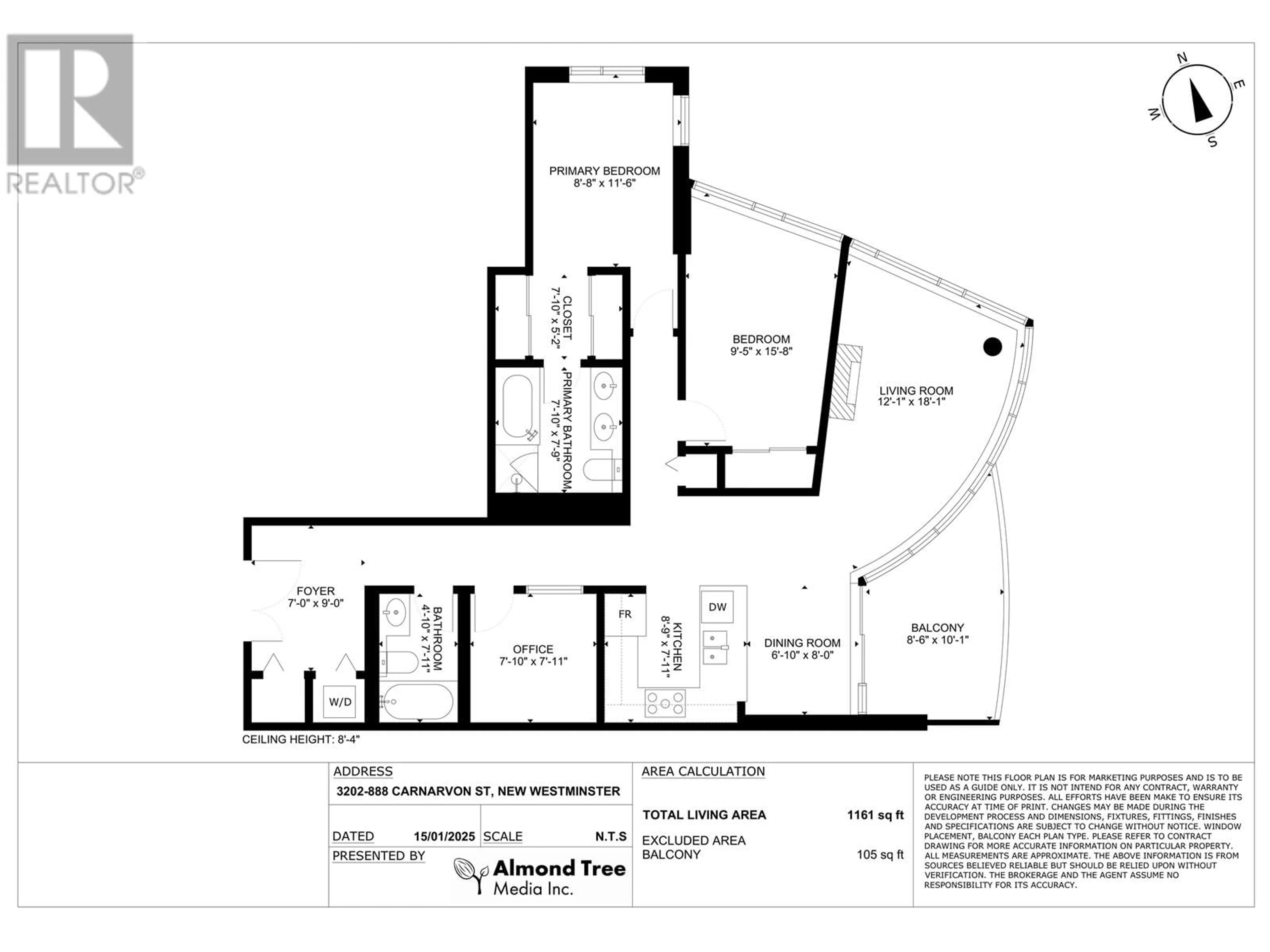 Floor plan for 3202 888 CARNARVON STREET, New Westminster British Columbia V3M0C6