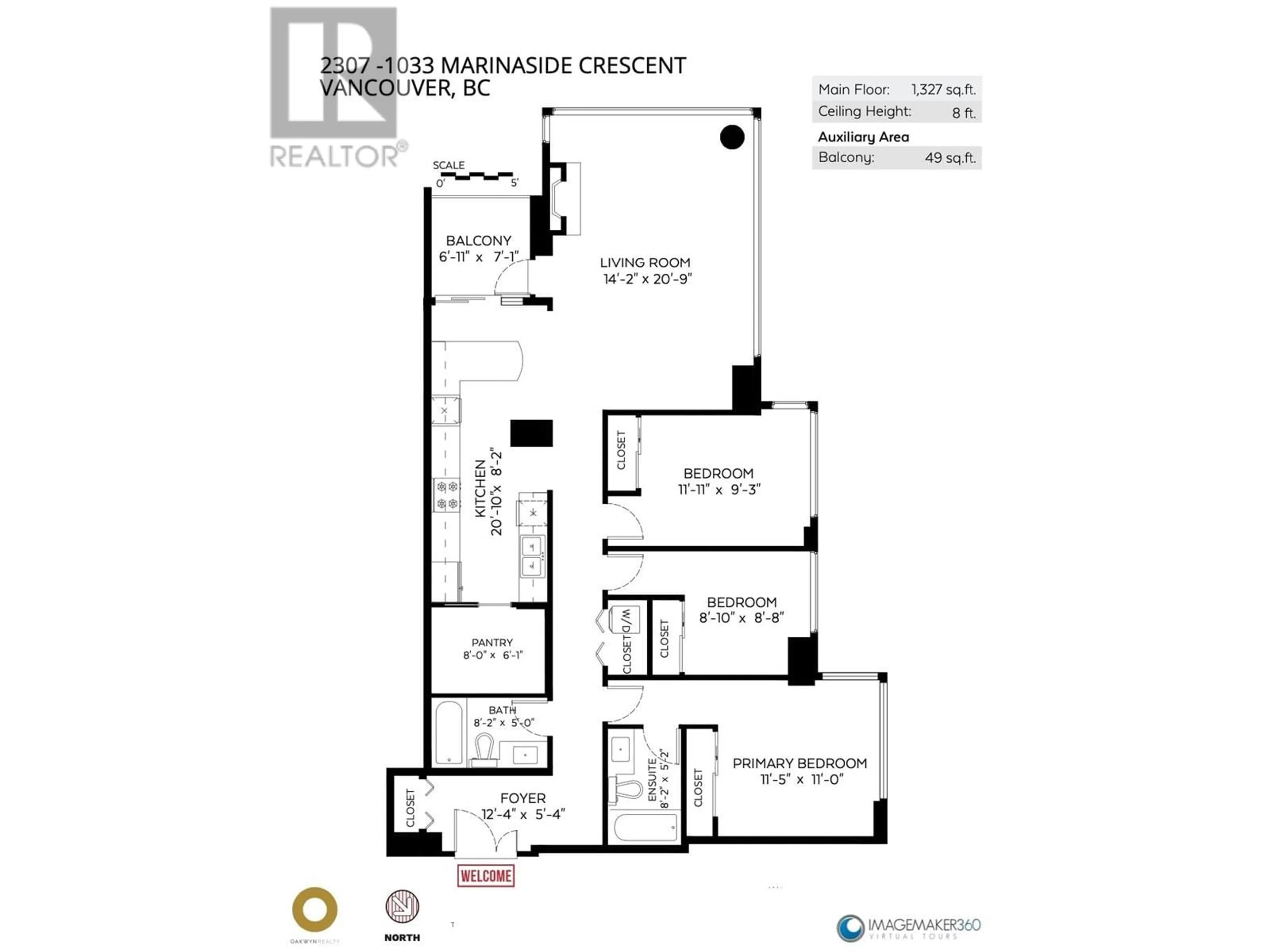 Floor plan for 2307 1033 MARINASIDE CRESCENT, Vancouver British Columbia V6Z3A3