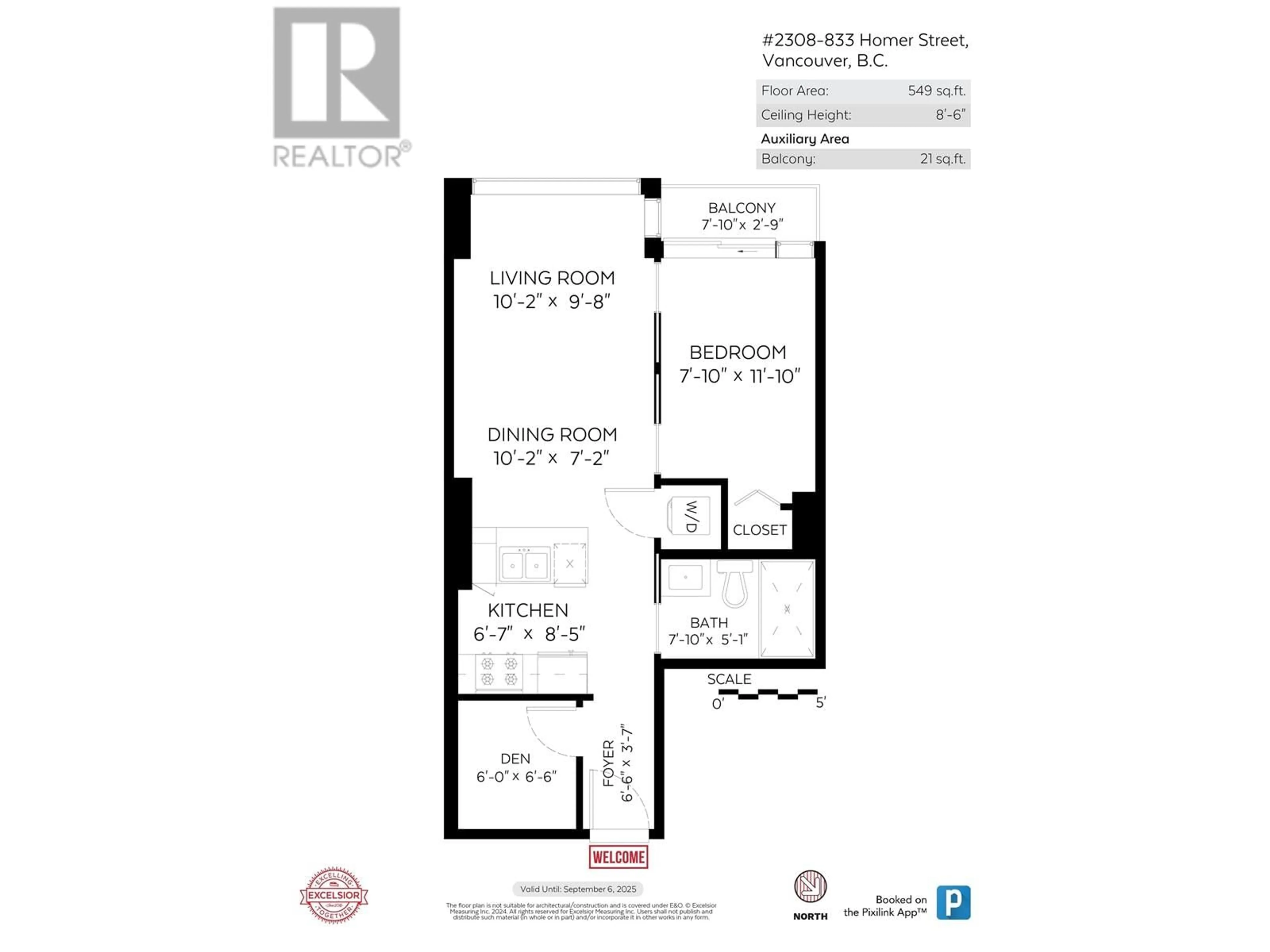 Floor plan for 2303 833 HOMER STREET, Vancouver British Columbia V6B0H4