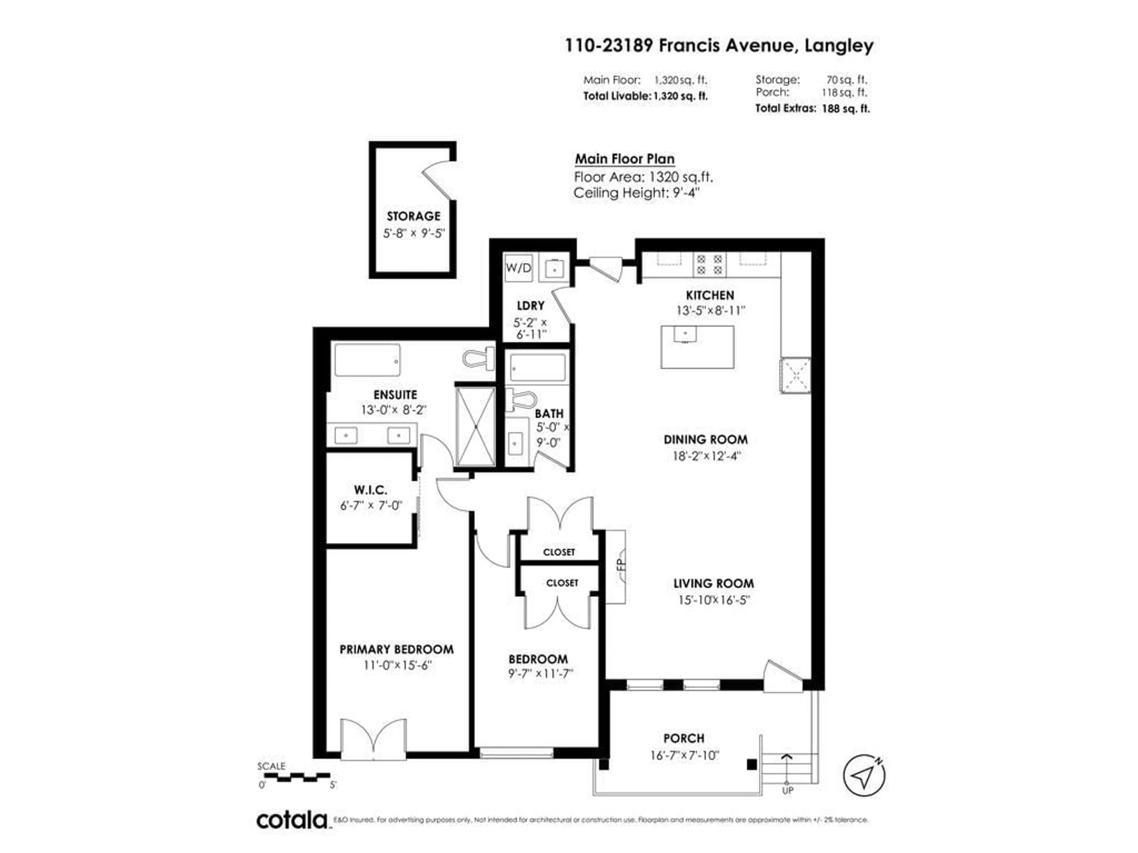 Floor plan for 110 23189 FRANCIS AVENUE, Langley British Columbia V1M0G3