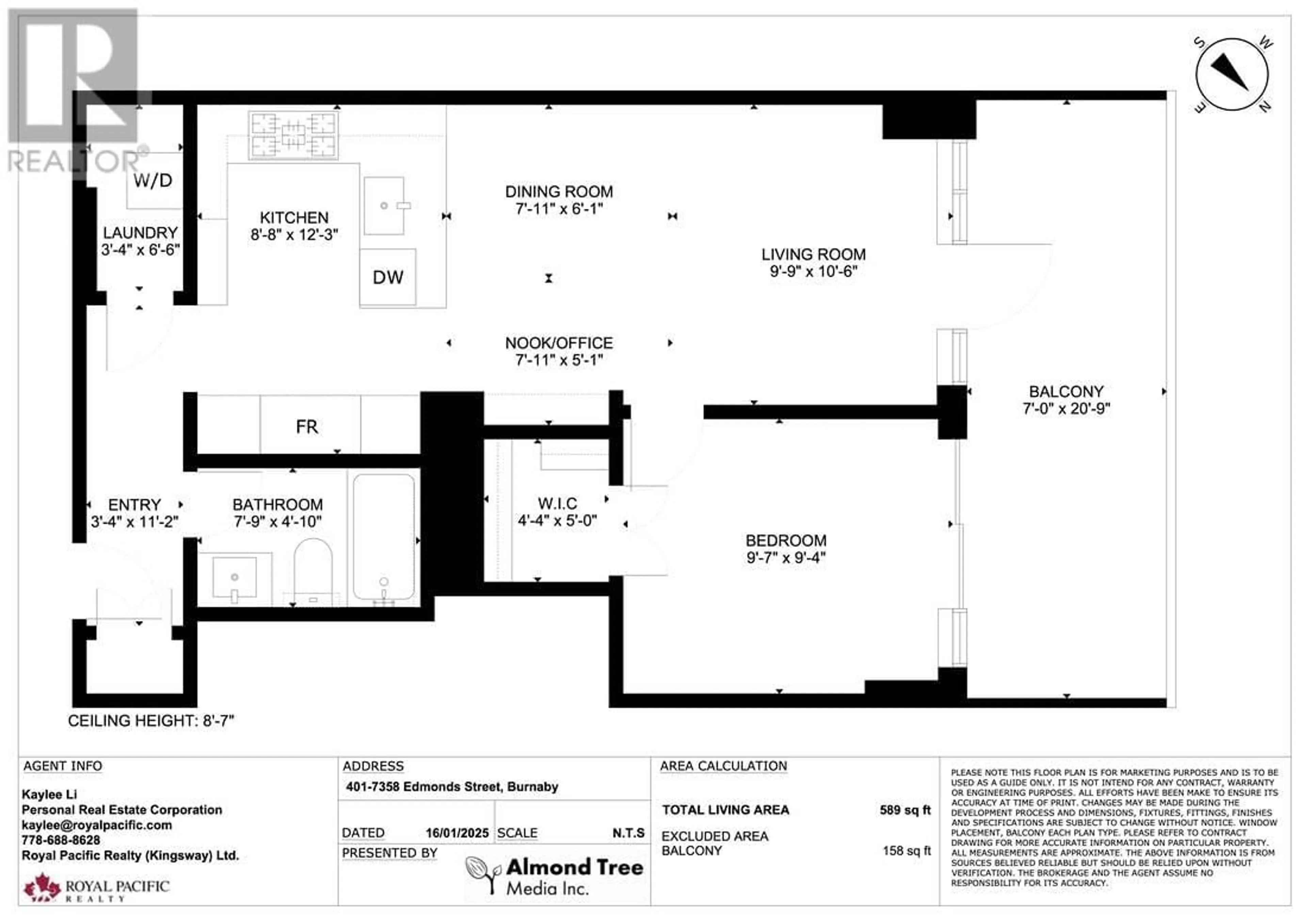 Floor plan for 401 7358 EDMONDS STREET, Burnaby British Columbia V3N0H1