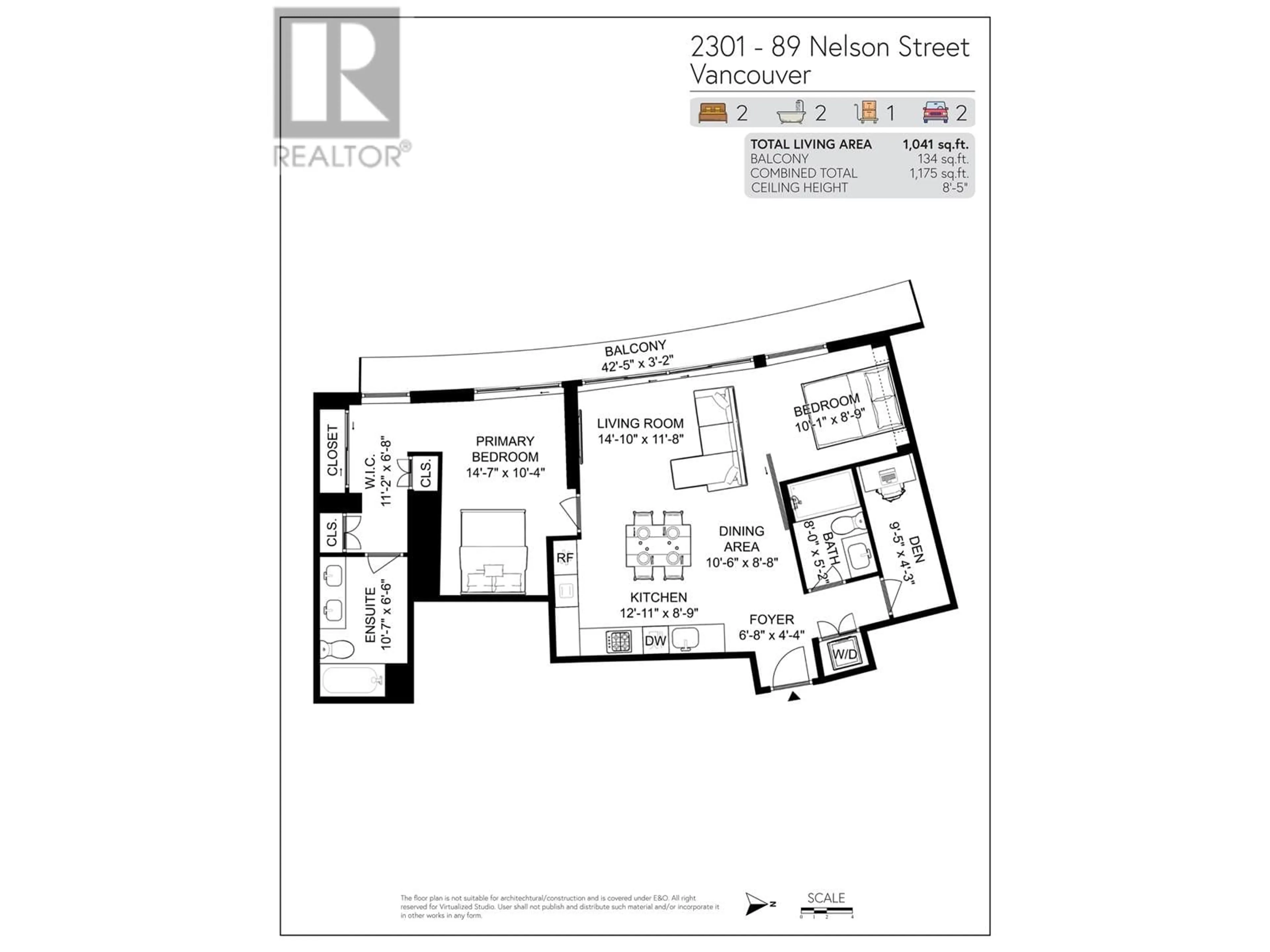 Floor plan for 2301 - 89 NELSON STREET, Vancouver British Columbia V6Z0E7