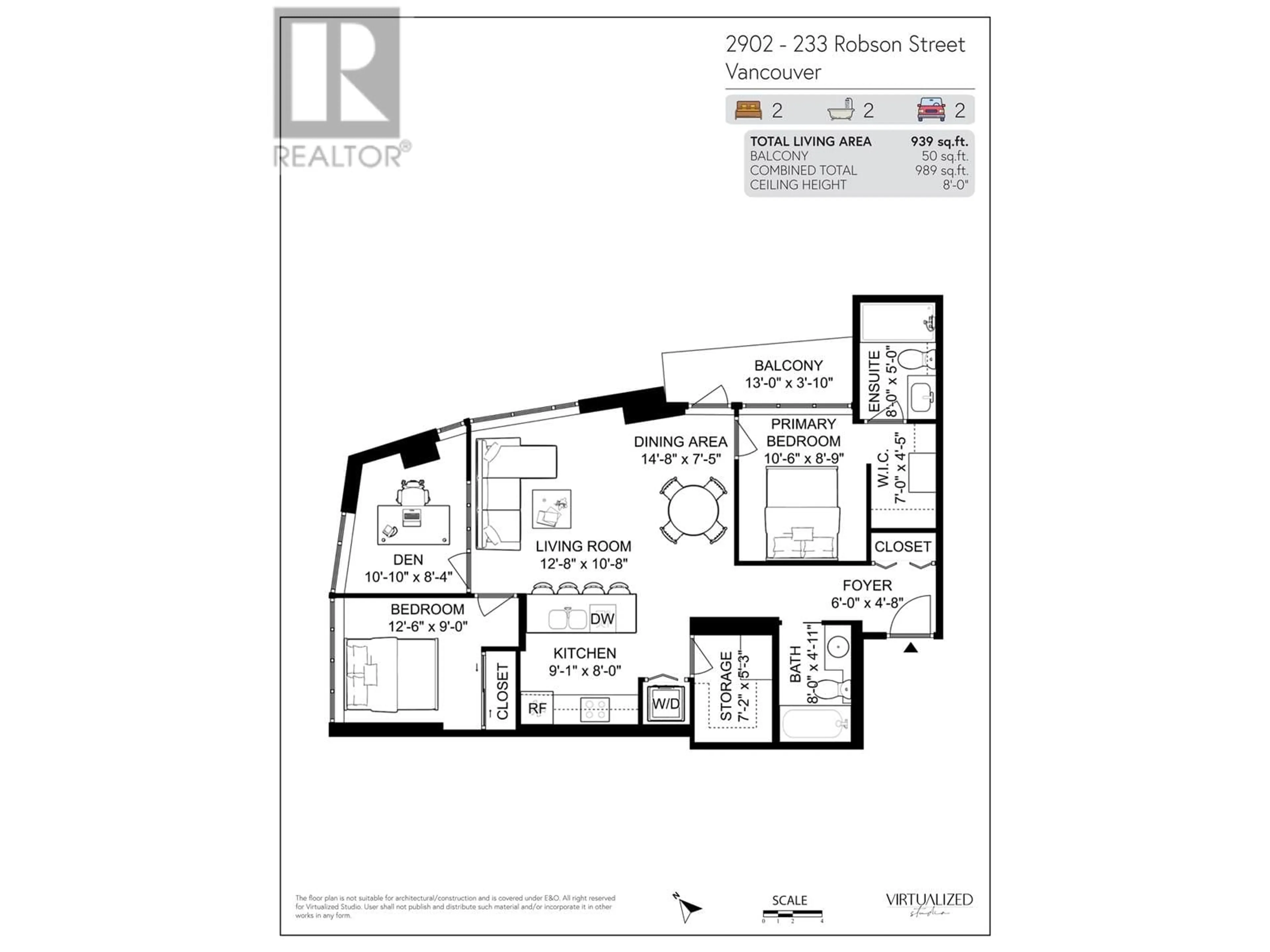 Floor plan for 2902 233 ROBSON STREET, Vancouver British Columbia V6B0E8