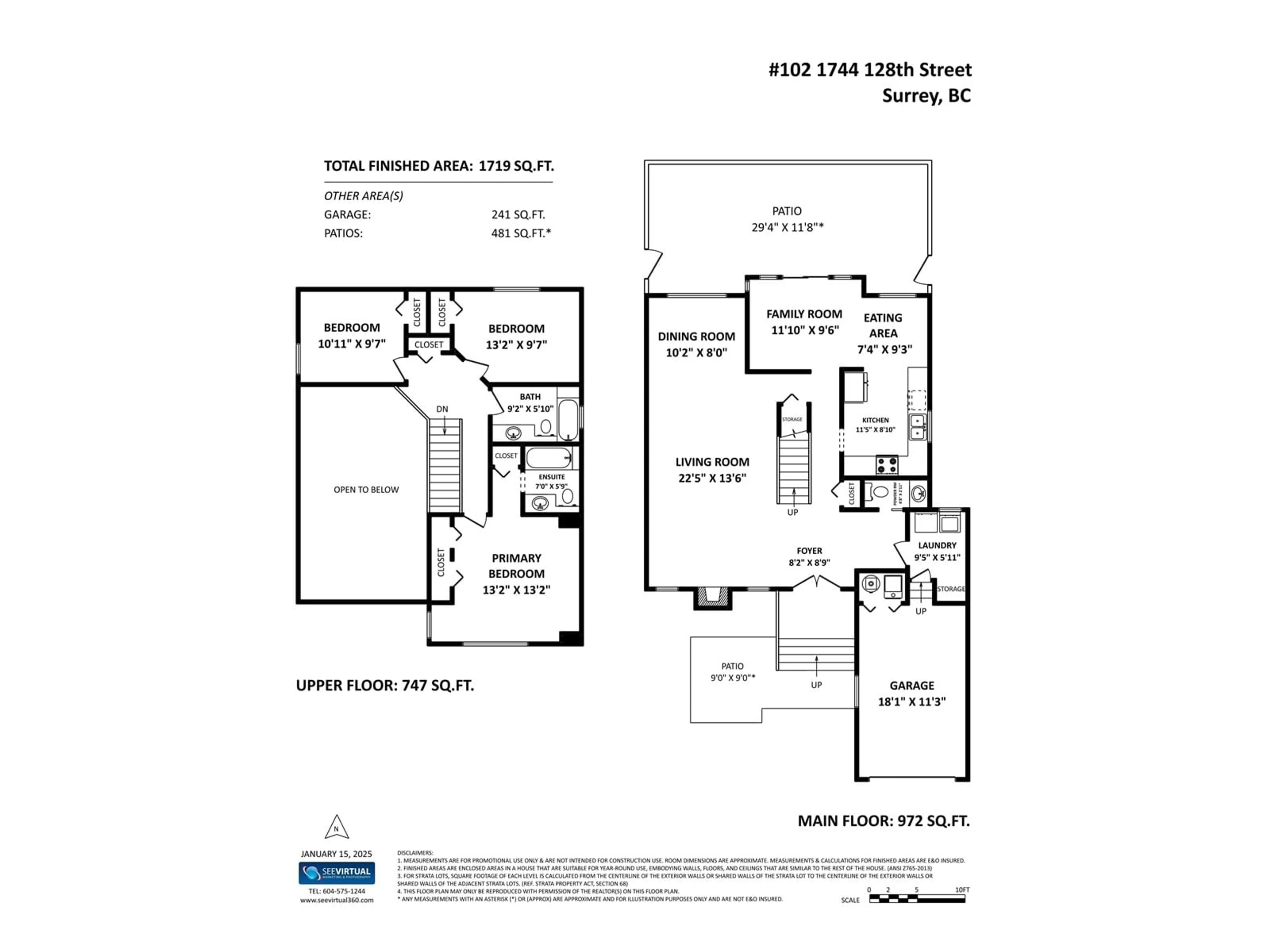 Floor plan for 102 1744 128 STREET, Surrey British Columbia V4A3V4