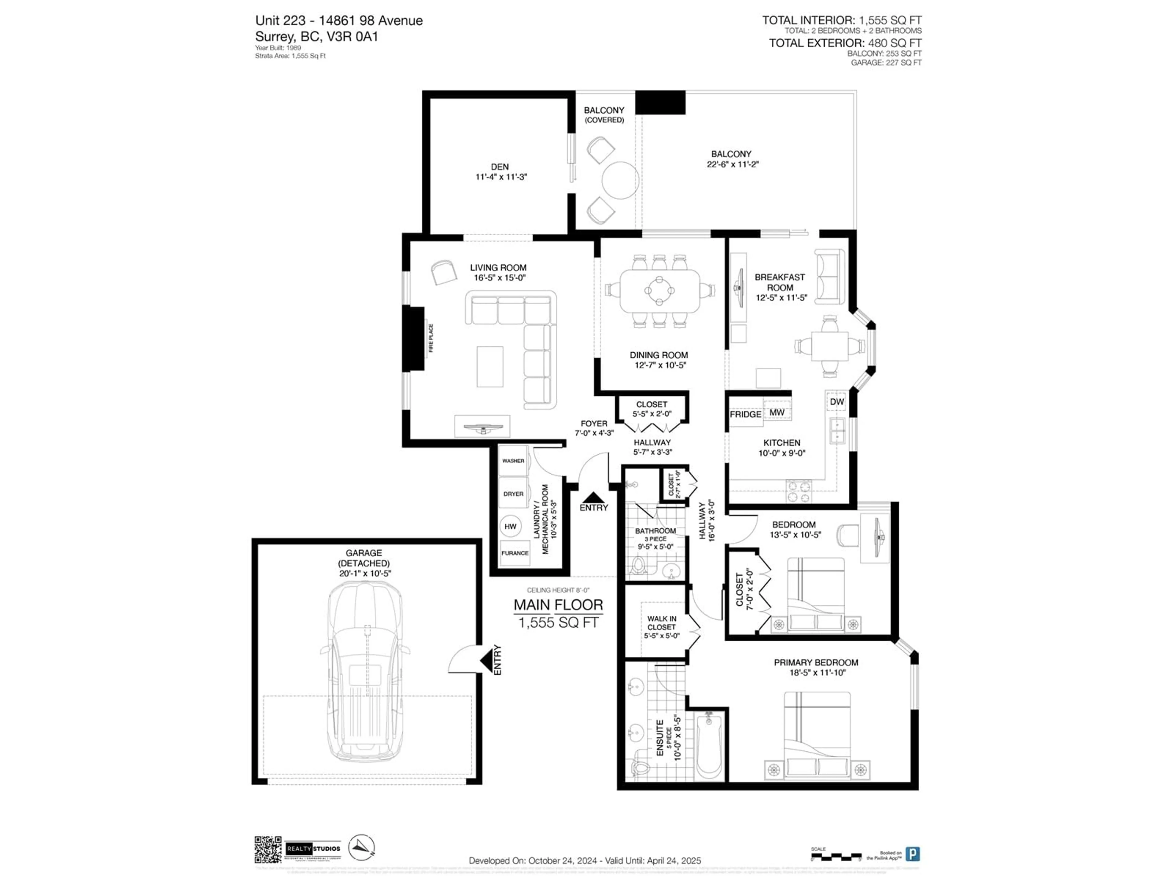 Floor plan for 223 14861 98 AVENUE, Surrey British Columbia V3R0A2