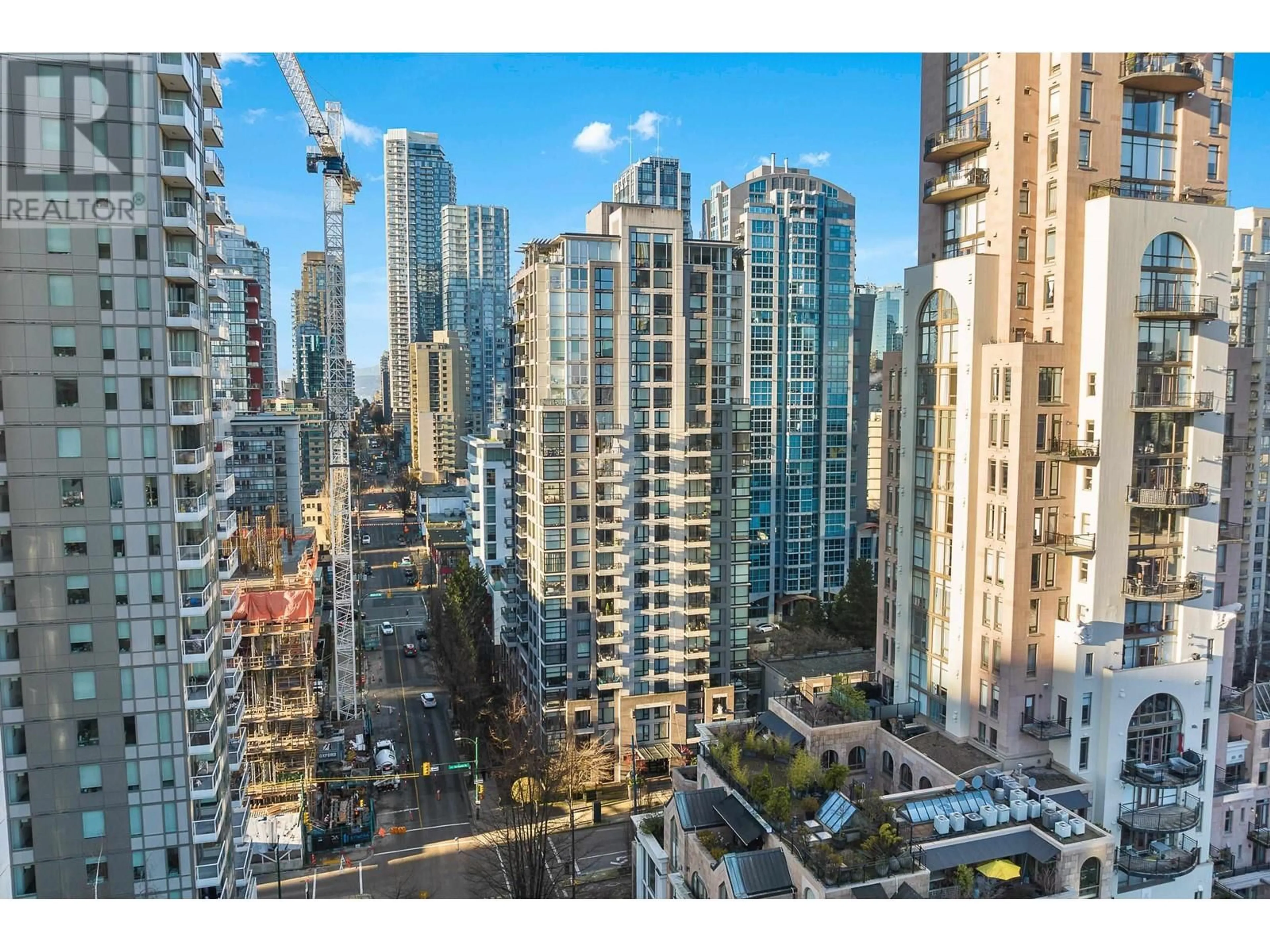 A pic from outside/outdoor area/front of a property/back of a property/a pic from drone, city buildings view from balcony for 2103 1295 RICHARDS STREET, Vancouver British Columbia V6B1B7