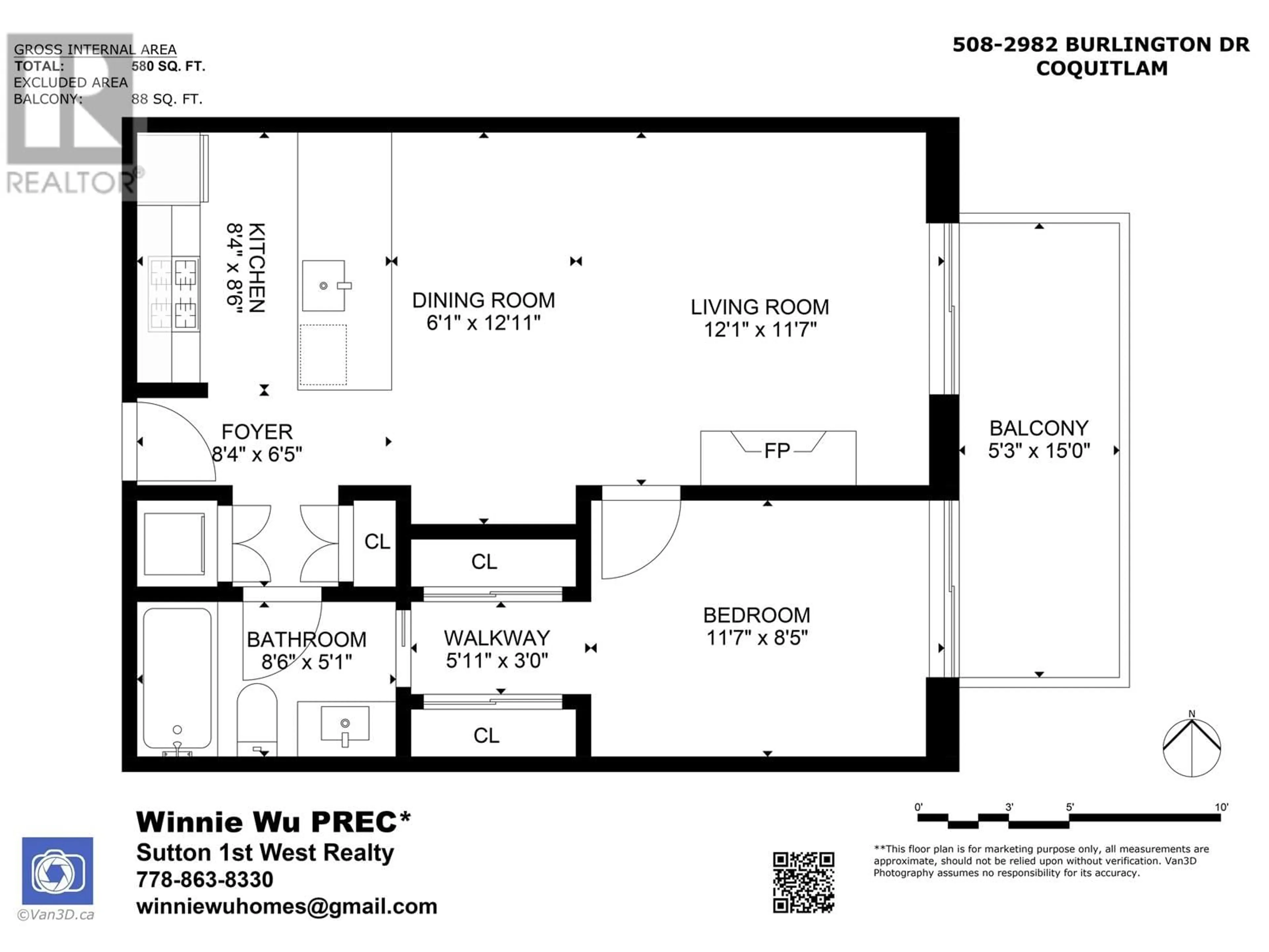 Floor plan for 508 2982 BURLINGTON DRIVE, Coquitlam British Columbia V3B0B3