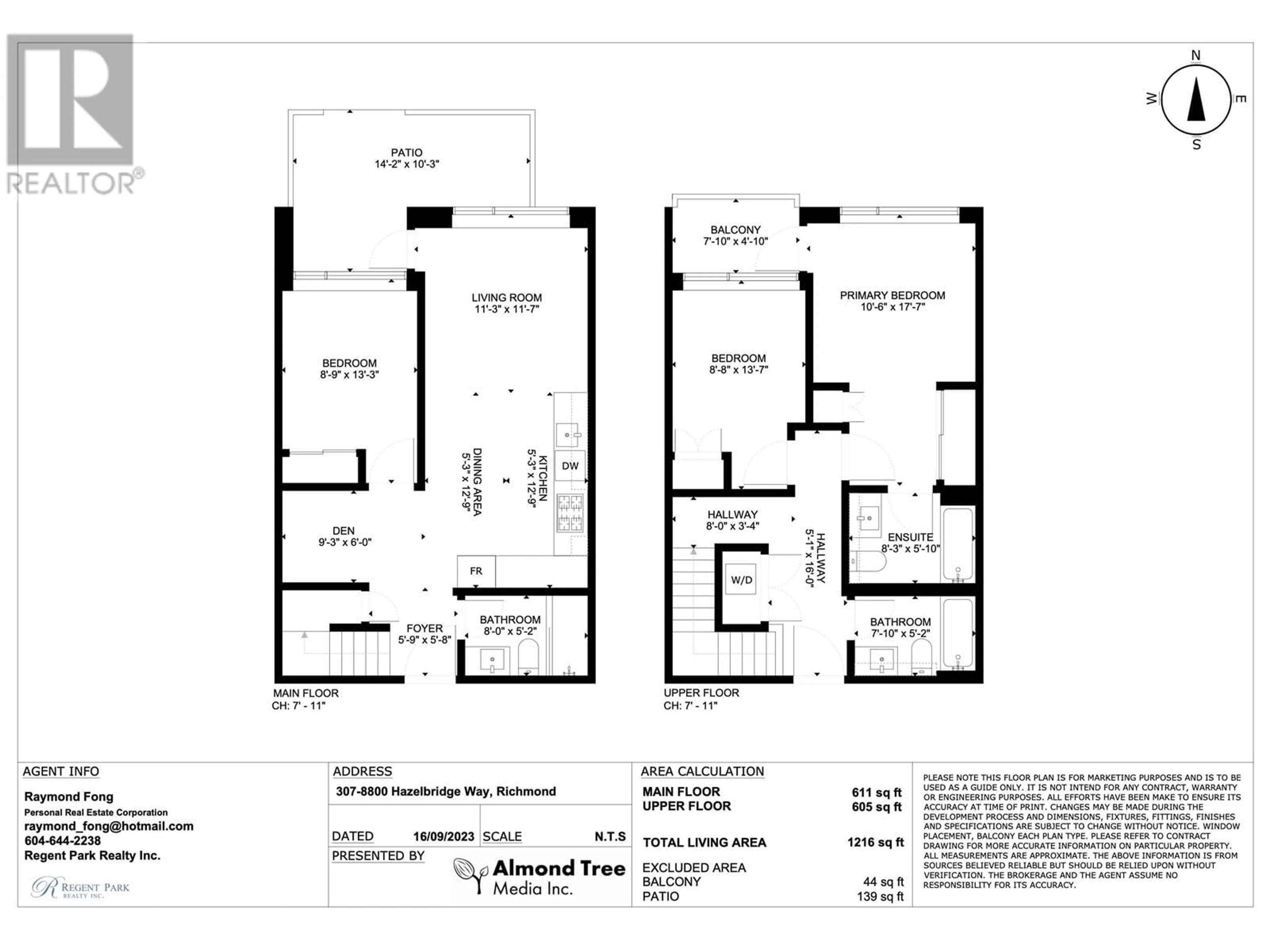 Floor plan for 307 8800 HAZELBRIDGE WAY, Richmond British Columbia V6X0S3