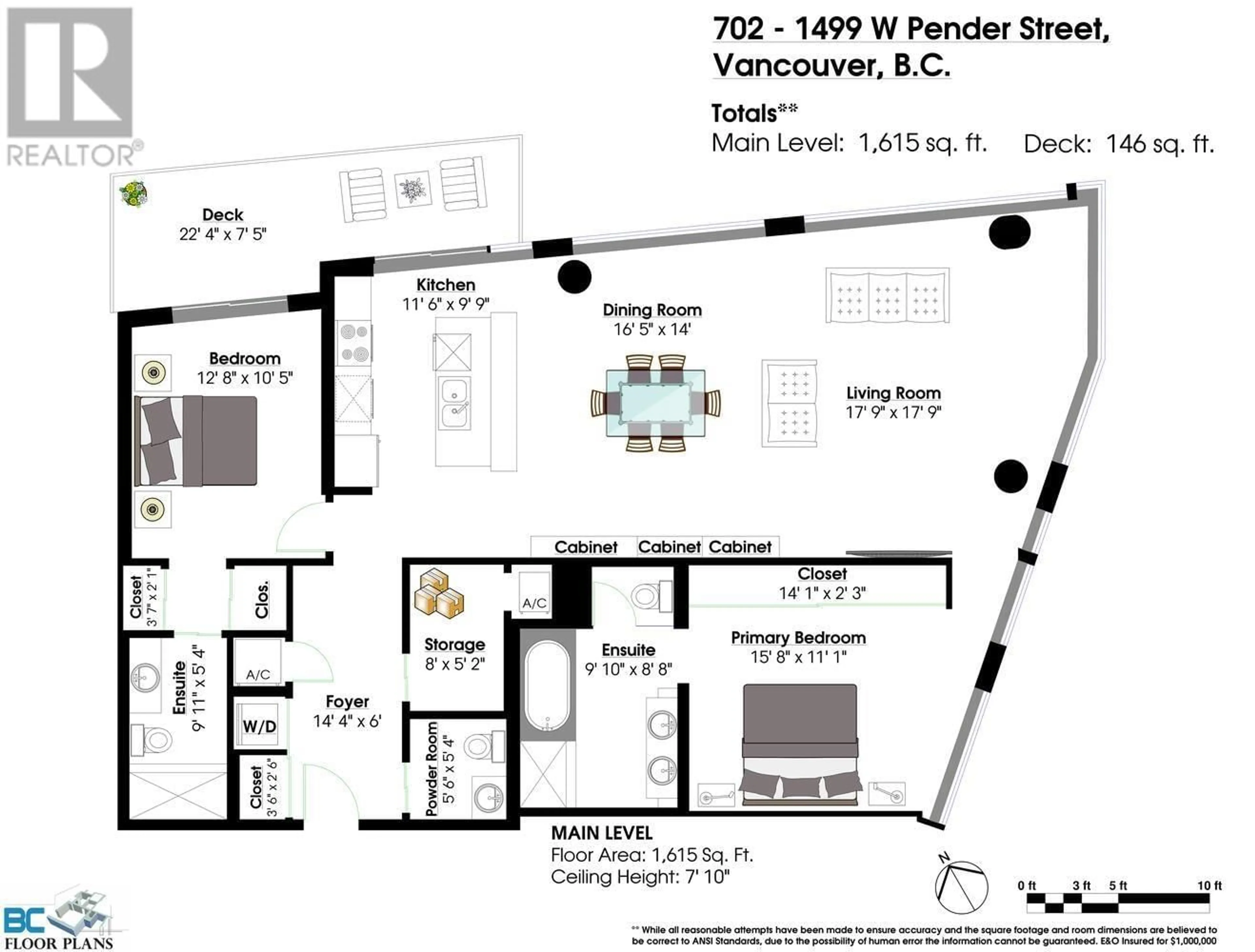 Floor plan for 702 1499 W PENDER STREET, Vancouver British Columbia V6G0A7