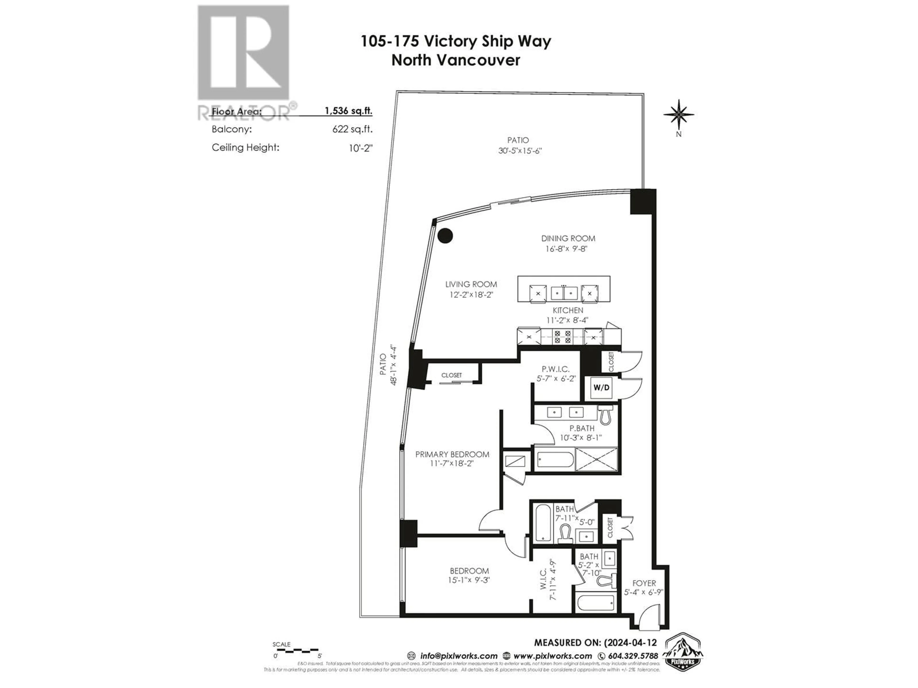 Floor plan for 105 175 VICTORY SHIP WAY, North Vancouver British Columbia V7L0G1