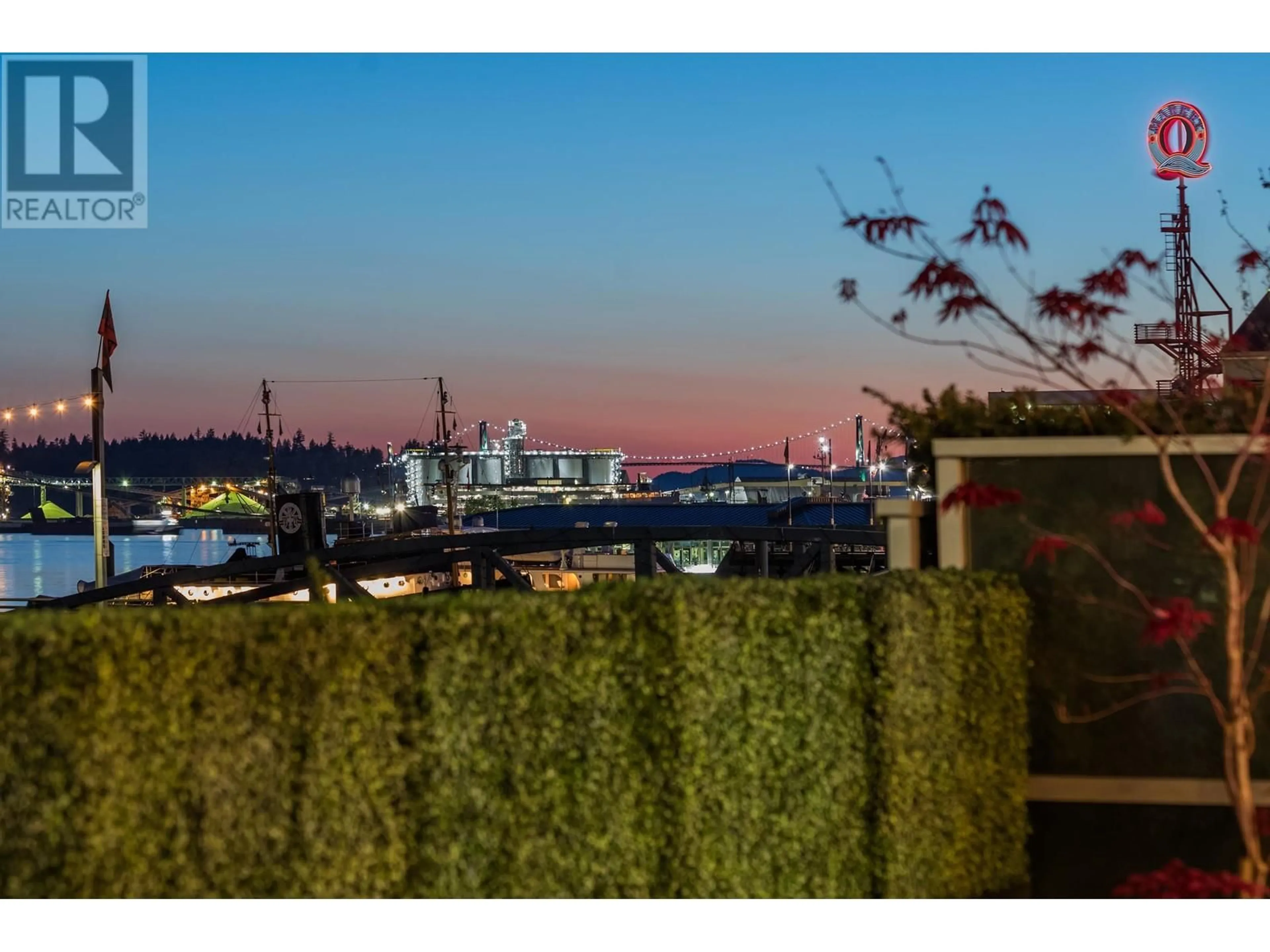 Patio, city buildings view from balcony for 105 175 VICTORY SHIP WAY, North Vancouver British Columbia V7L0G1