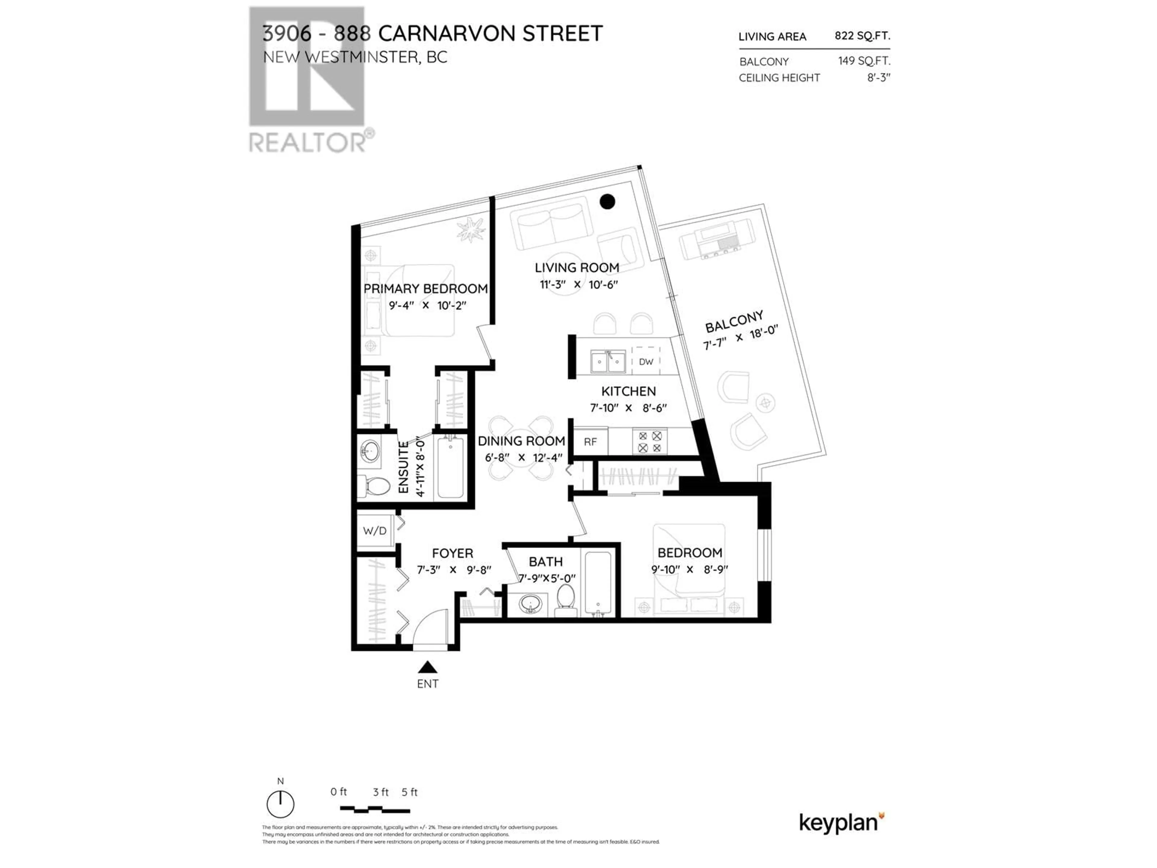 Floor plan for 3906 888 CARNARVON STREET, New Westminster British Columbia V3M0C6