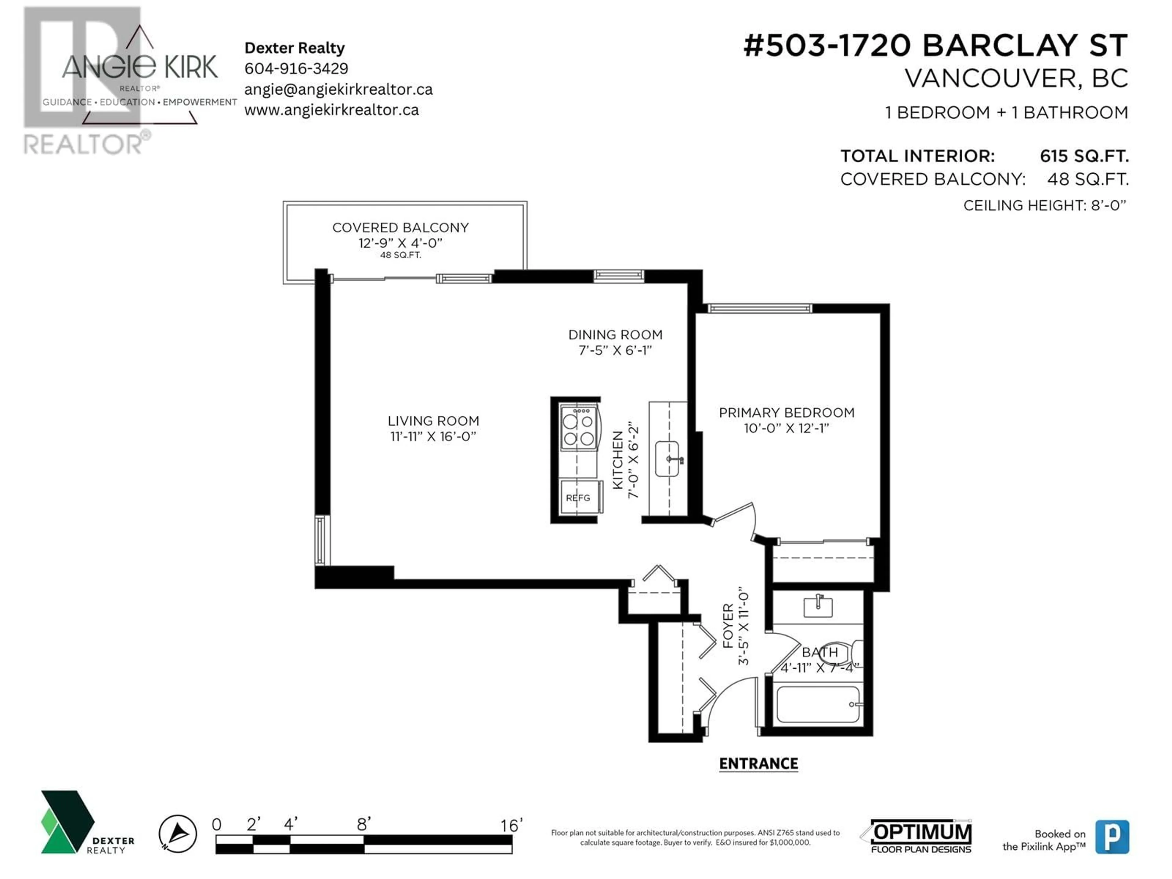 Floor plan for 503 1720 BARCLAY STREET, Vancouver British Columbia V6G1K4