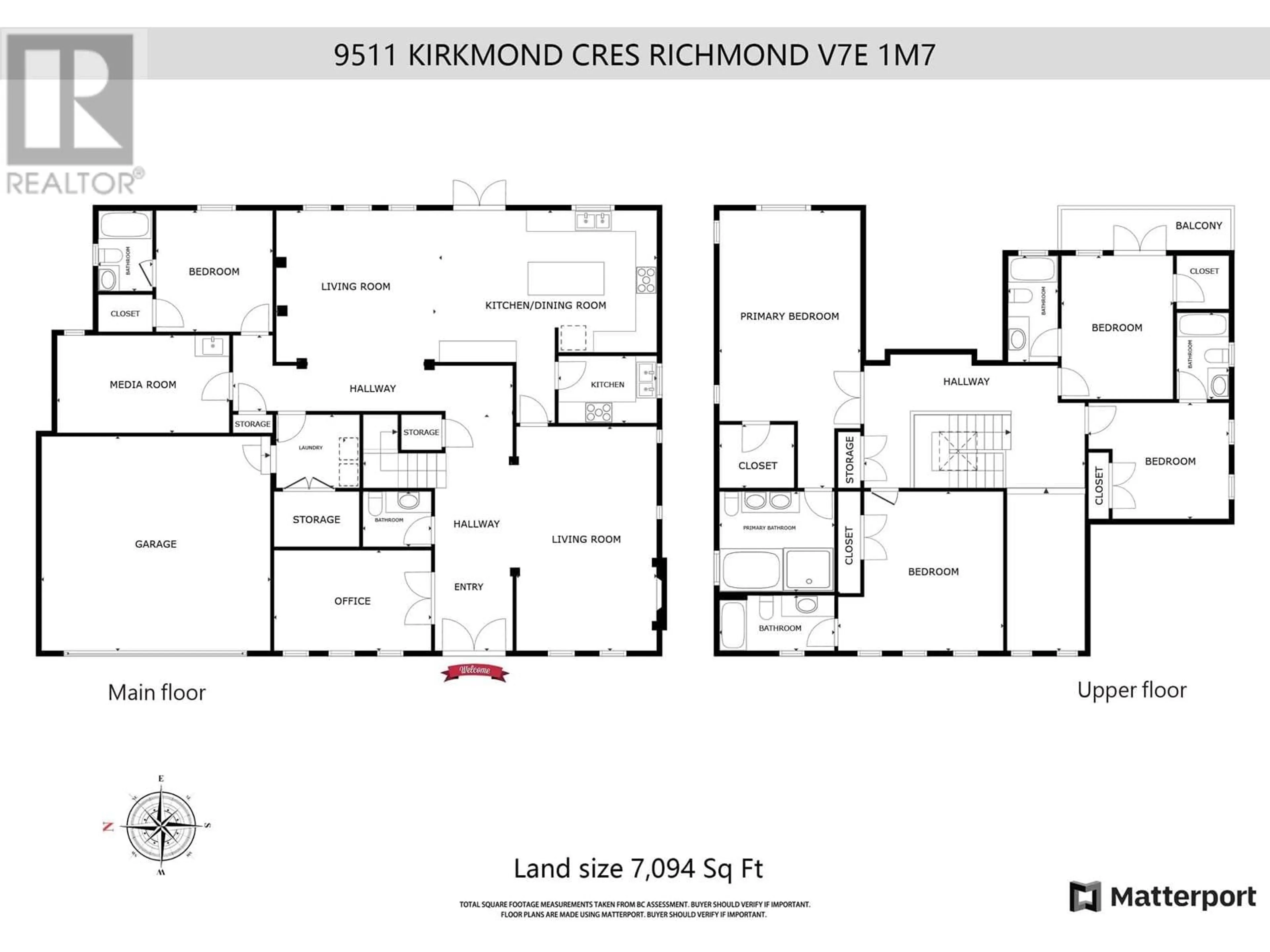 Floor plan for 9511 KIRKMOND CRESCENT, Richmond British Columbia V7E1M7