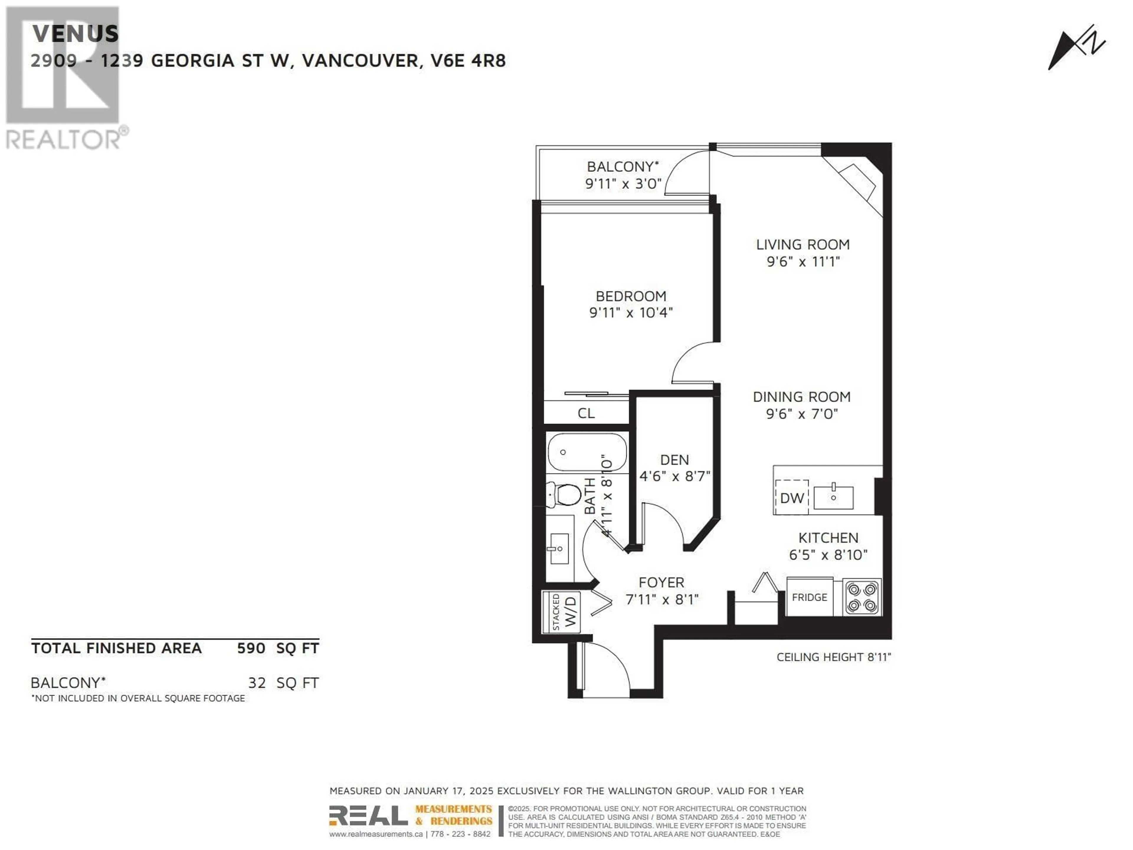 Floor plan for 2909 1239 W GEORGIA STREET, Vancouver British Columbia V6E4R8